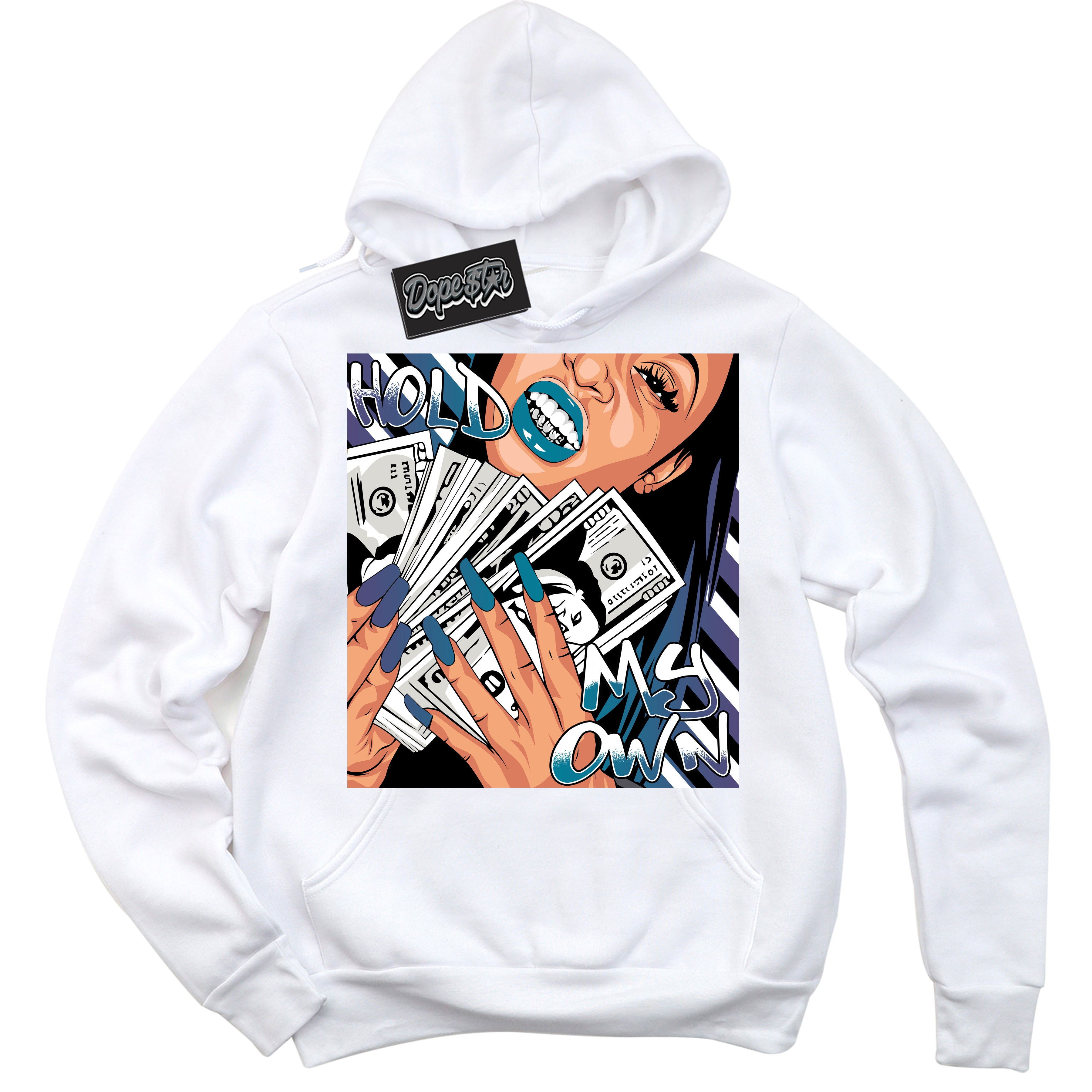 Cool White Hoodie with “ Hold My Own ”  design that Perfectly Matches Love Letter 14s Sneakers.