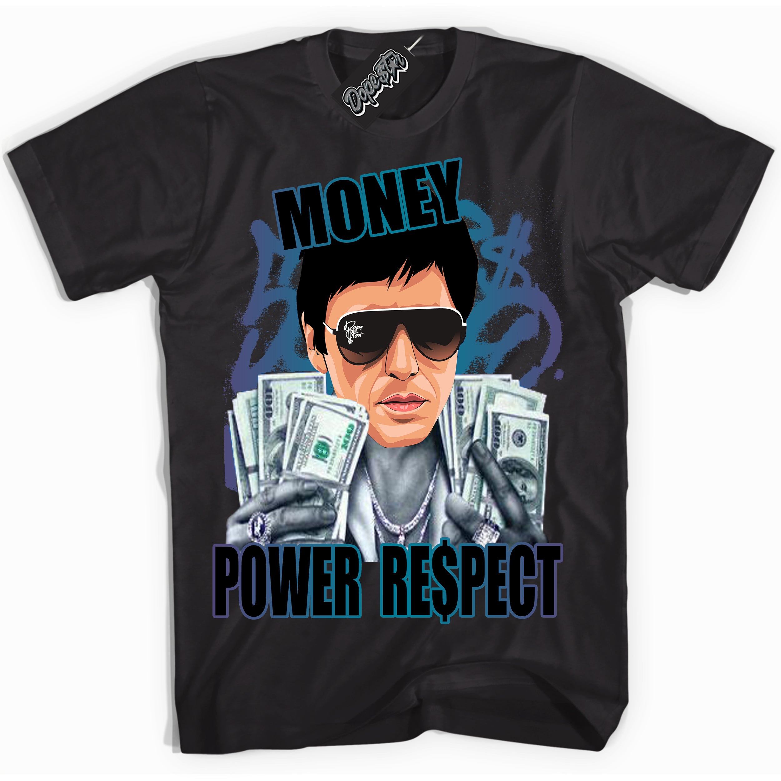 Cool Black Shirt with “ Tony Montana” design that perfectly matches Love Letter 14s Sneakers.