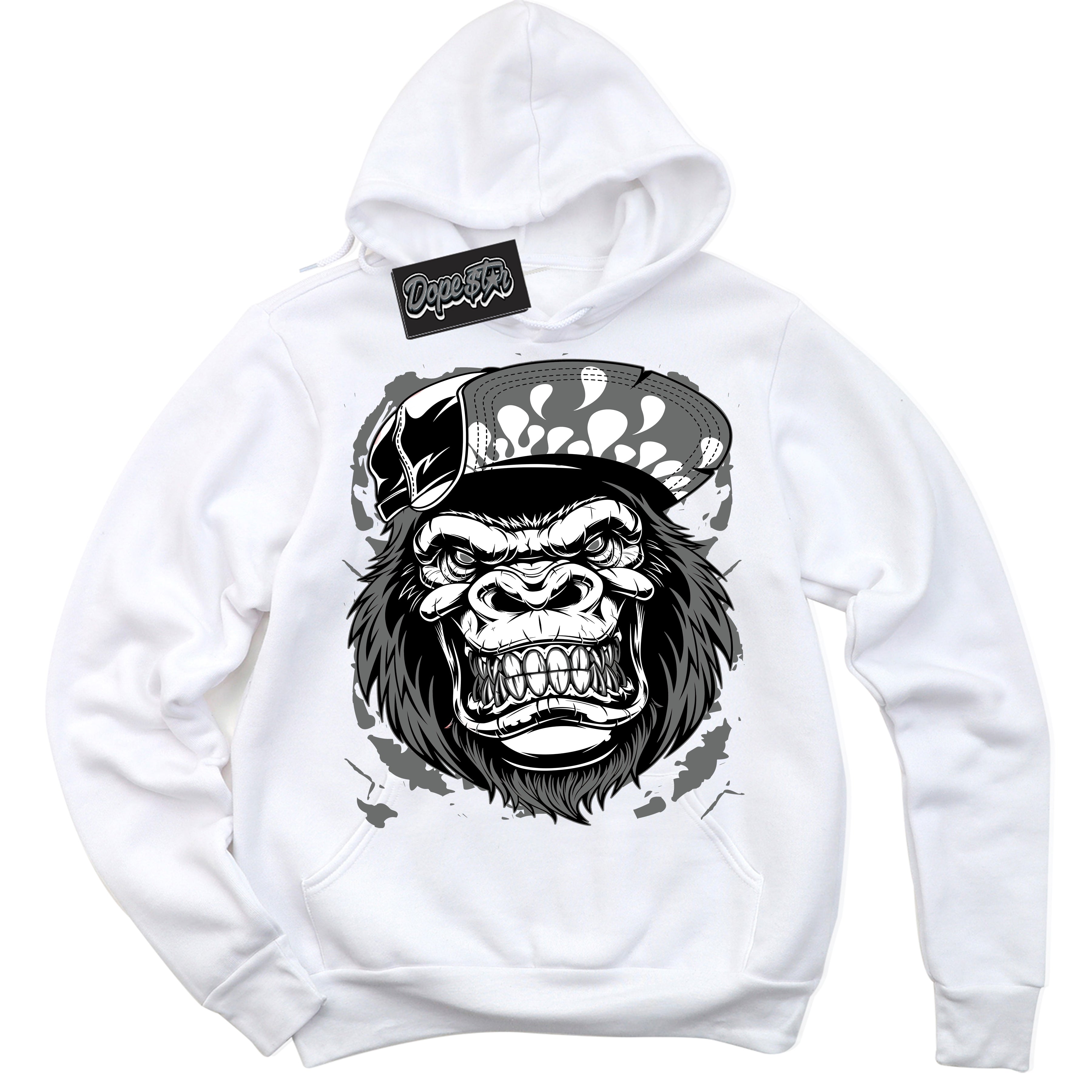 AJ1 Low Iron Grey 'Gorilla Beast' Hoodie- White Streetwear Mockup | Sneakerhead Hoodie Matching Iron Grey AJ1 Lows | Limited Edition Jordan 1 Iron Grey hoodie for Men & Women | Drip with Your Iron Grey 1s Kicks | Sneaker head Fashion Must-Have.