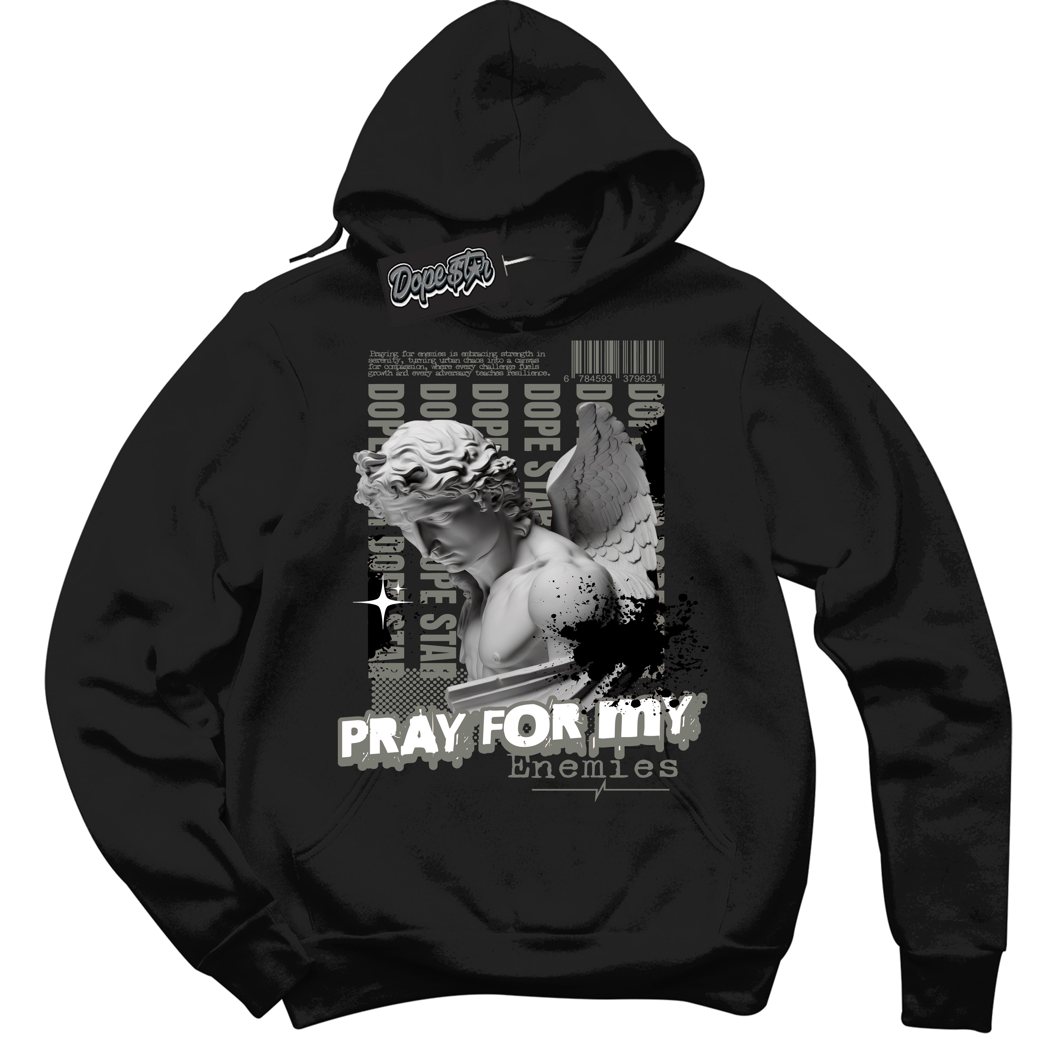 Cool Black Hoodie with “ Pray Enemies ”  design that Perfectly Matches Shadow 1s Sneakers.