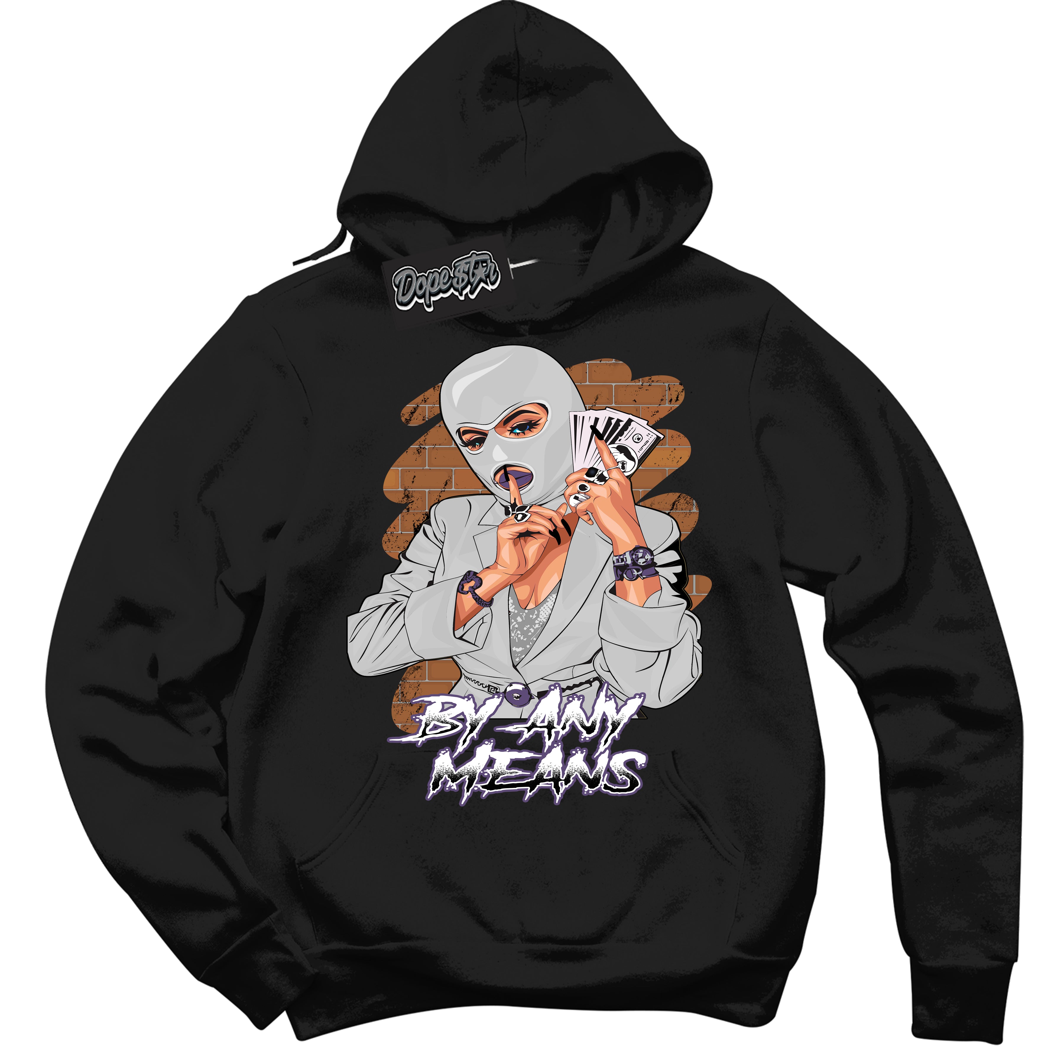 Cool Black Hoodie with “ By Any Means ”  design that Perfectly Matches Punk Rock 1s Sneakers.