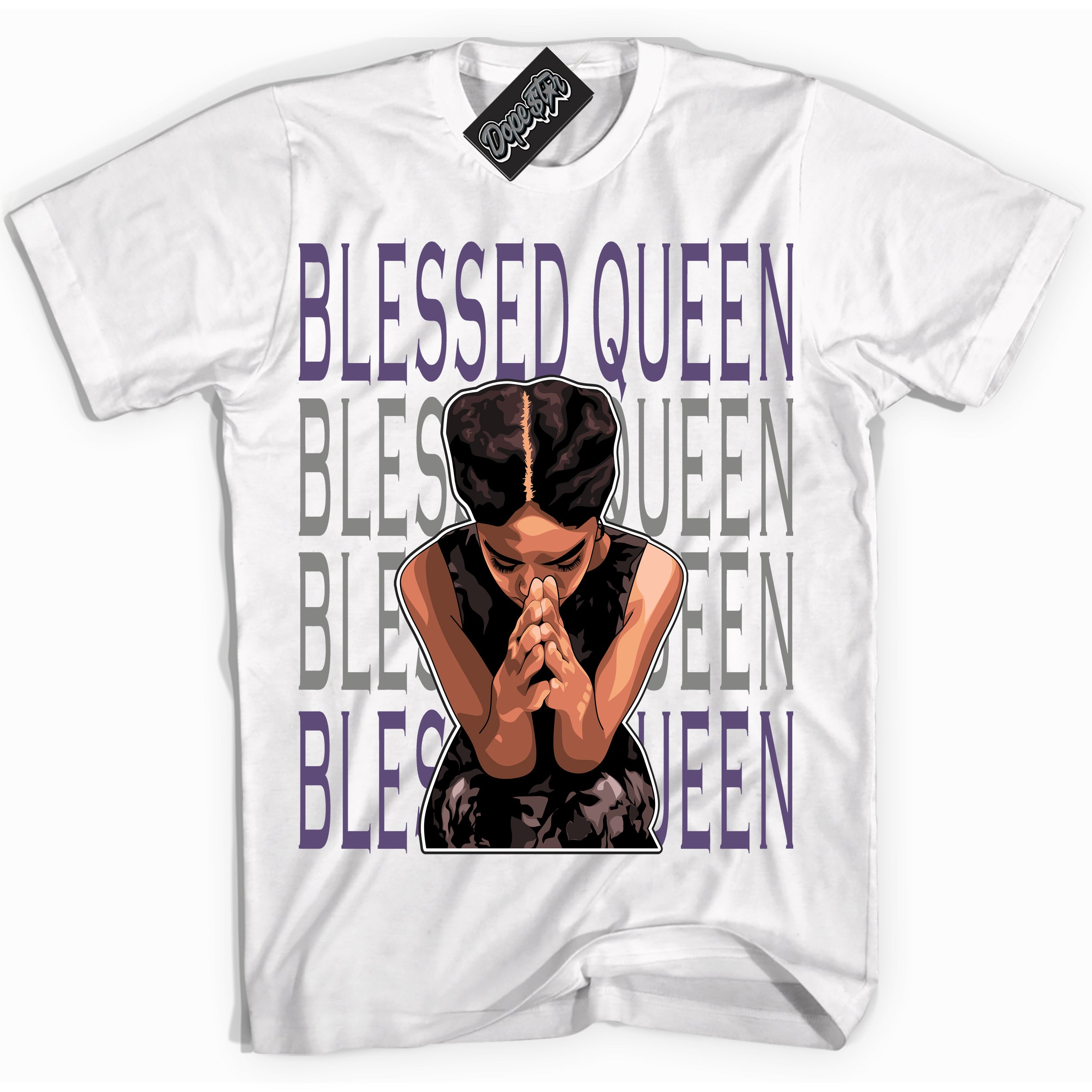 Cool White Shirt with “ Blessed Queen” design that perfectly matches Punk Rock 1s Sneakers.