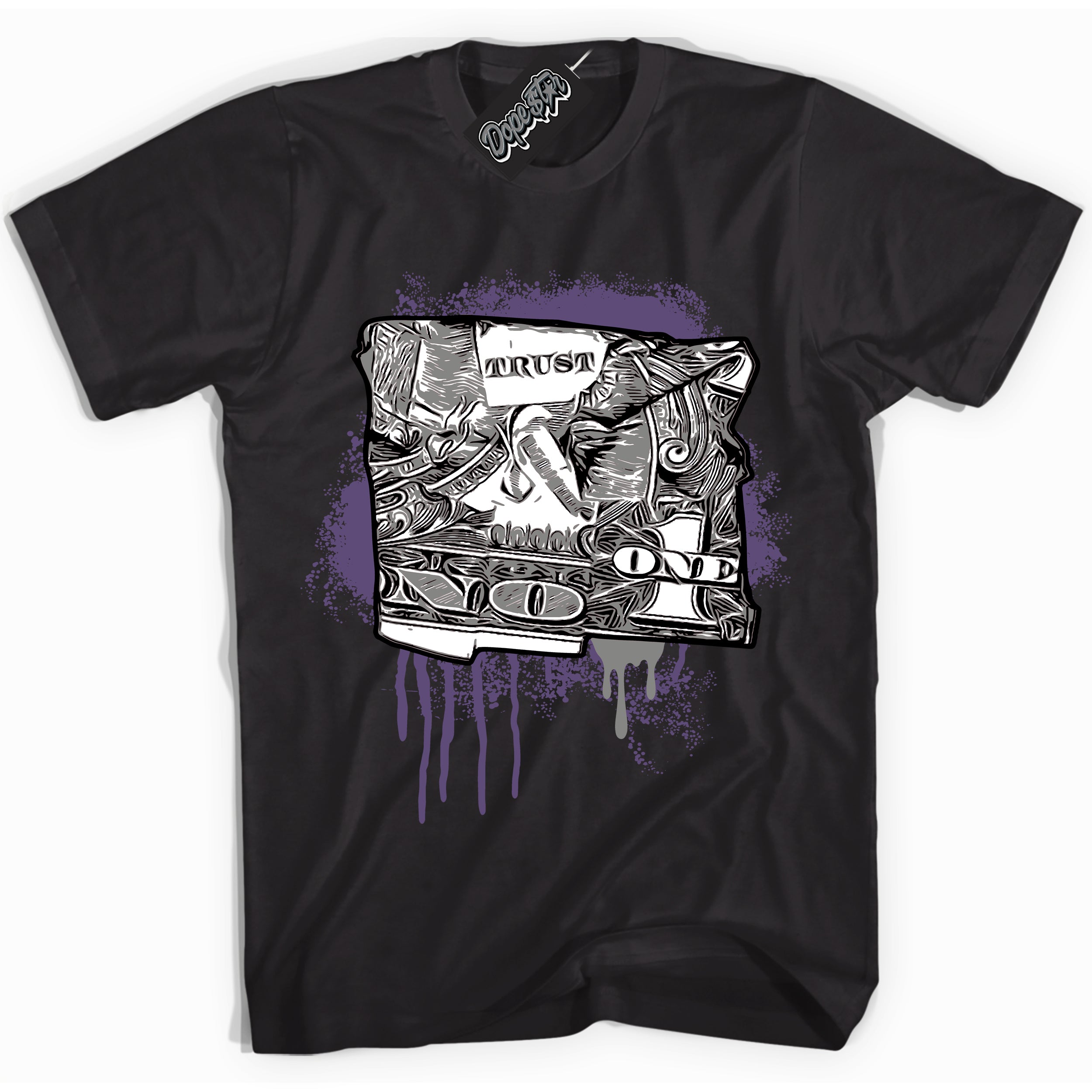 Cool Black Shirt with “ Trust No One Dollar” design that perfectly matches Punk Rock 1s Sneakers.