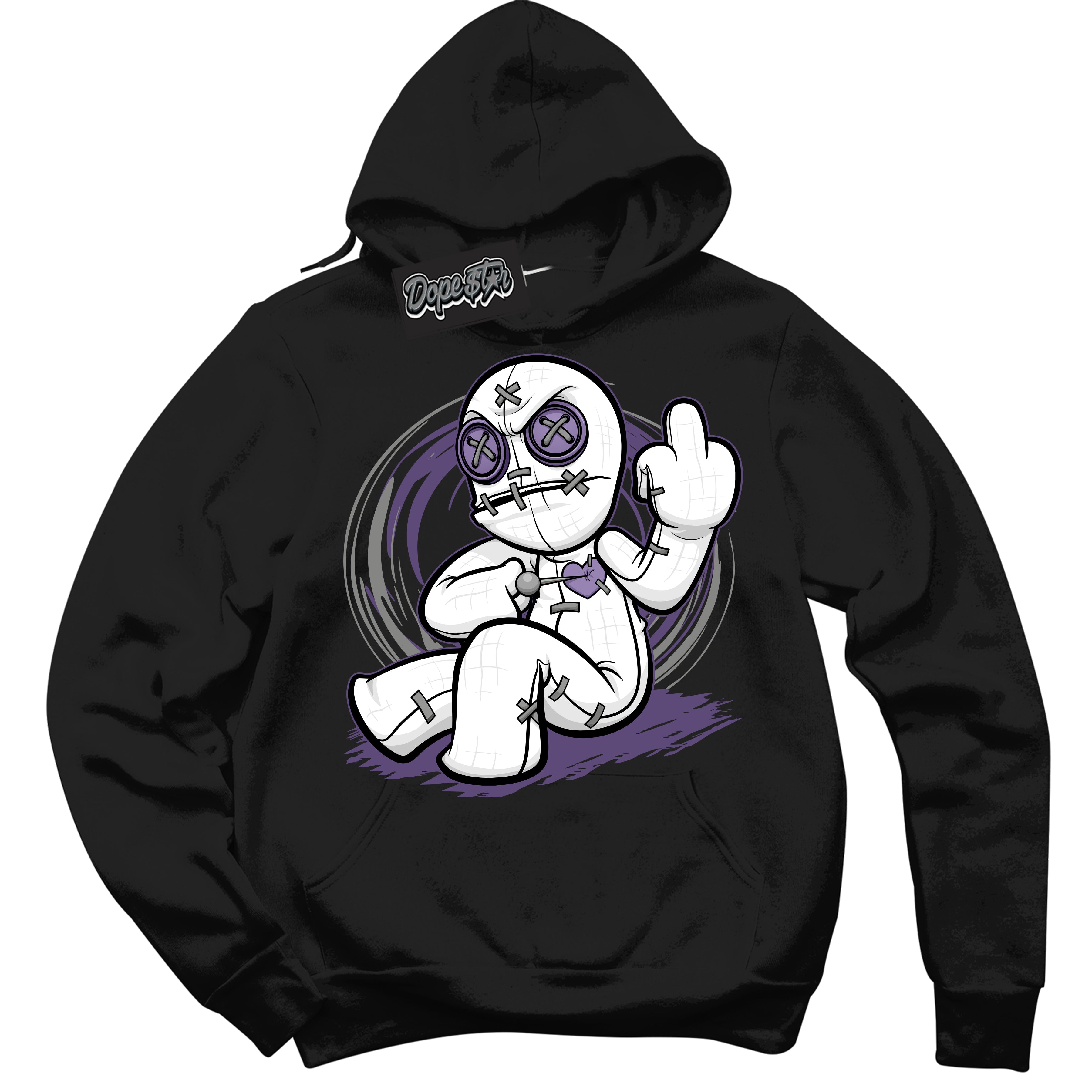 Cool Black Hoodie with “ VooDoo Doll ”  design that Perfectly Matches Punk Rock 1s Sneakers.
