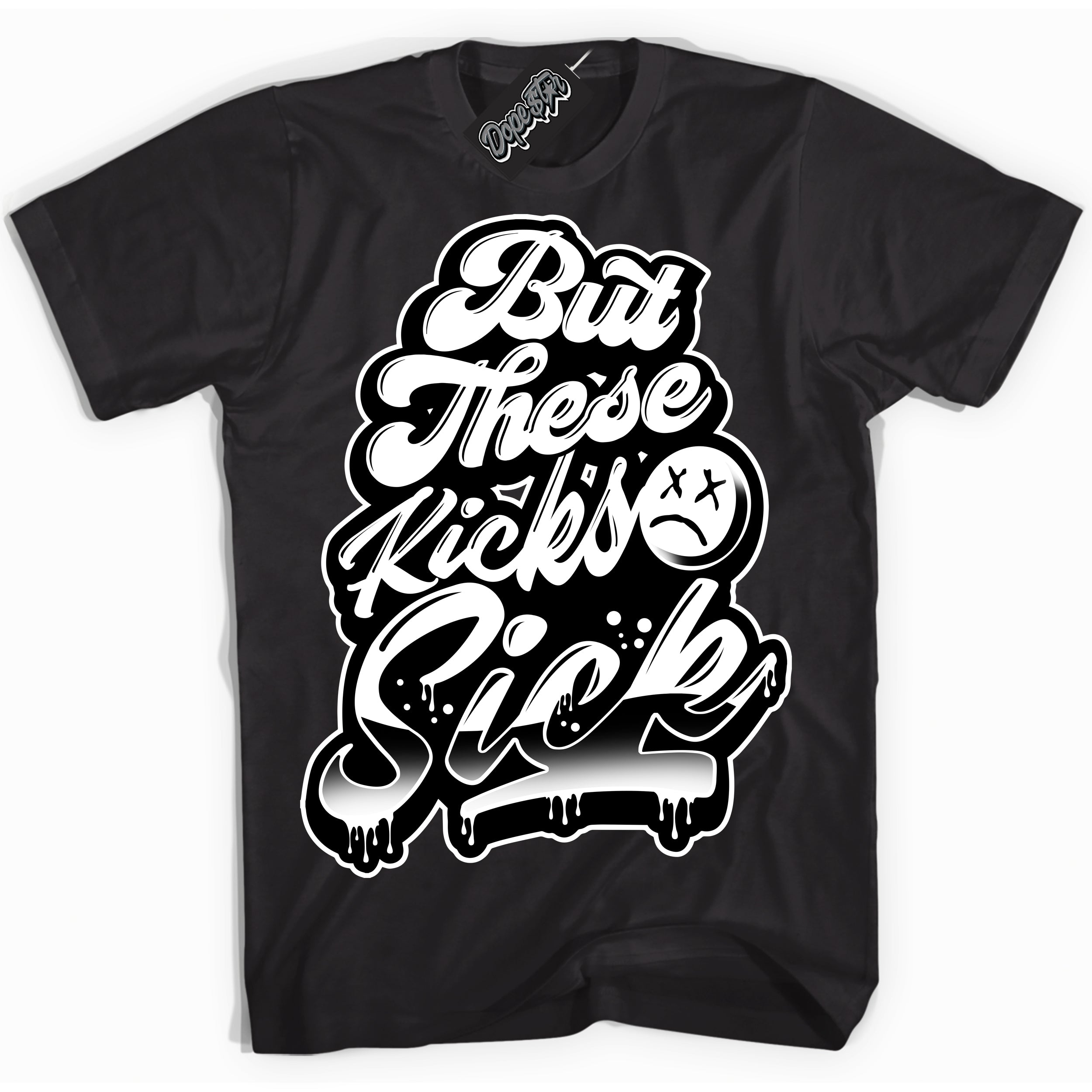 AJ1 Mid Off Noir Toe ‘Kick Sick’ – Black Streetwear T-Shirt | Sneaker Matching shirt for AJ1 Mid Off Noir Toe | Men's and Women's Streetwear Graphic Tee by Sneaker Shirts Outlet.
