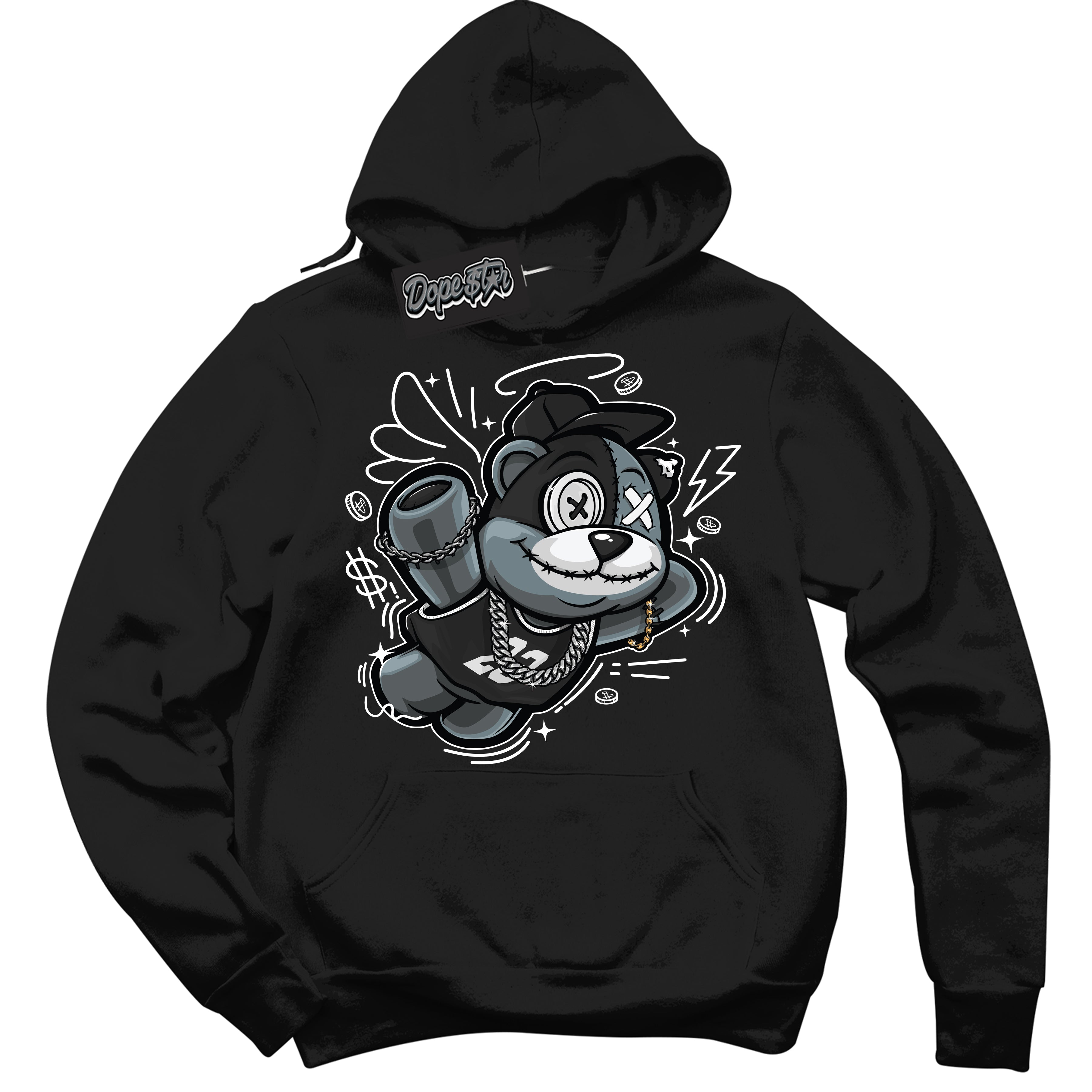 AJ1 Mid Off Noir Toe ‘Slam Dunk Bear’ – Black Streetwear Hoodie | Sneaker Matching sweatshirt for AJ1 Mid Off Noir Toe | Men's and Women's Streetwear Graphic Hoodie by Sneaker Shirts Outlet.
