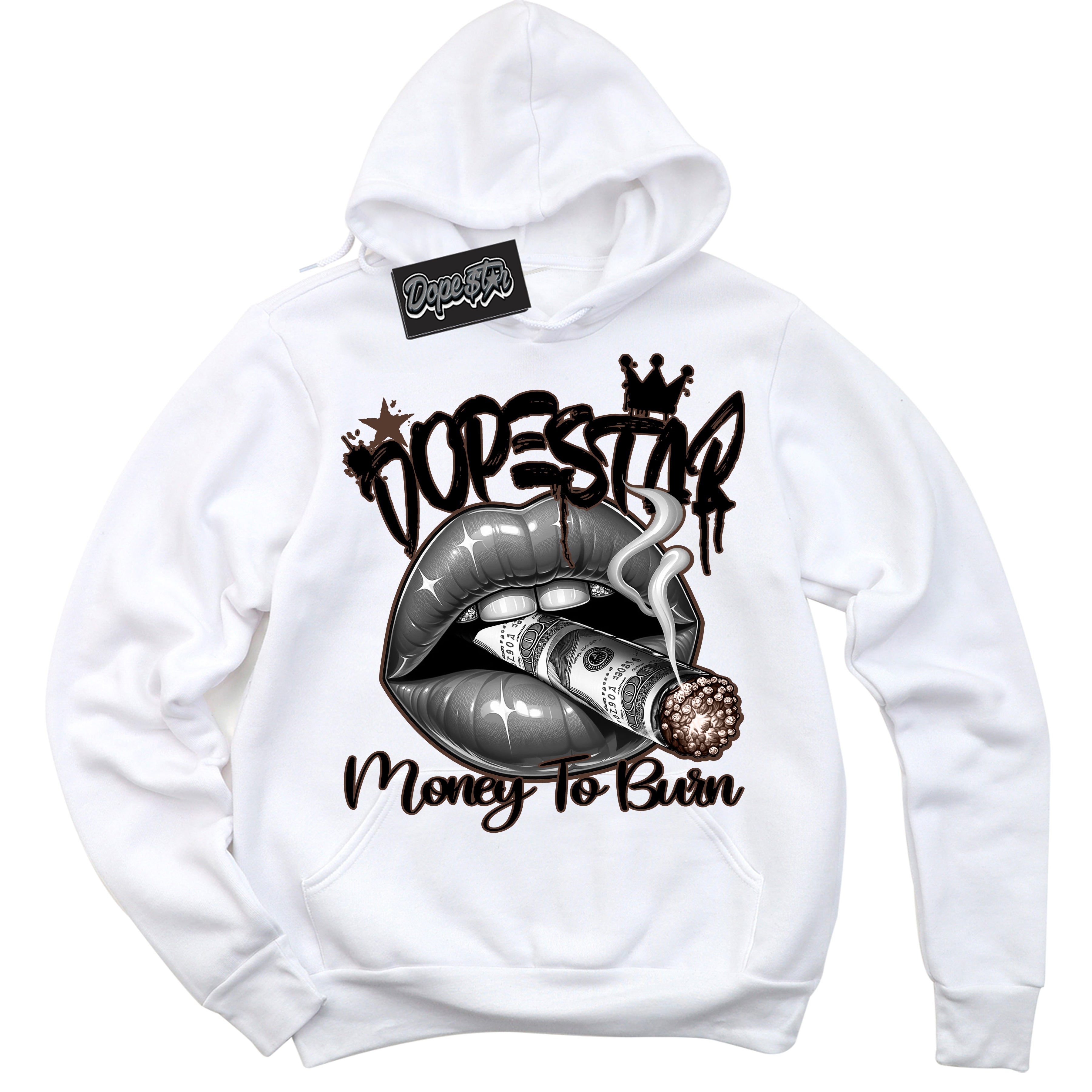 Cool White Hoodie with “ Money To Burn ”  design that Perfectly Matches Palomino 1s Sneakers.