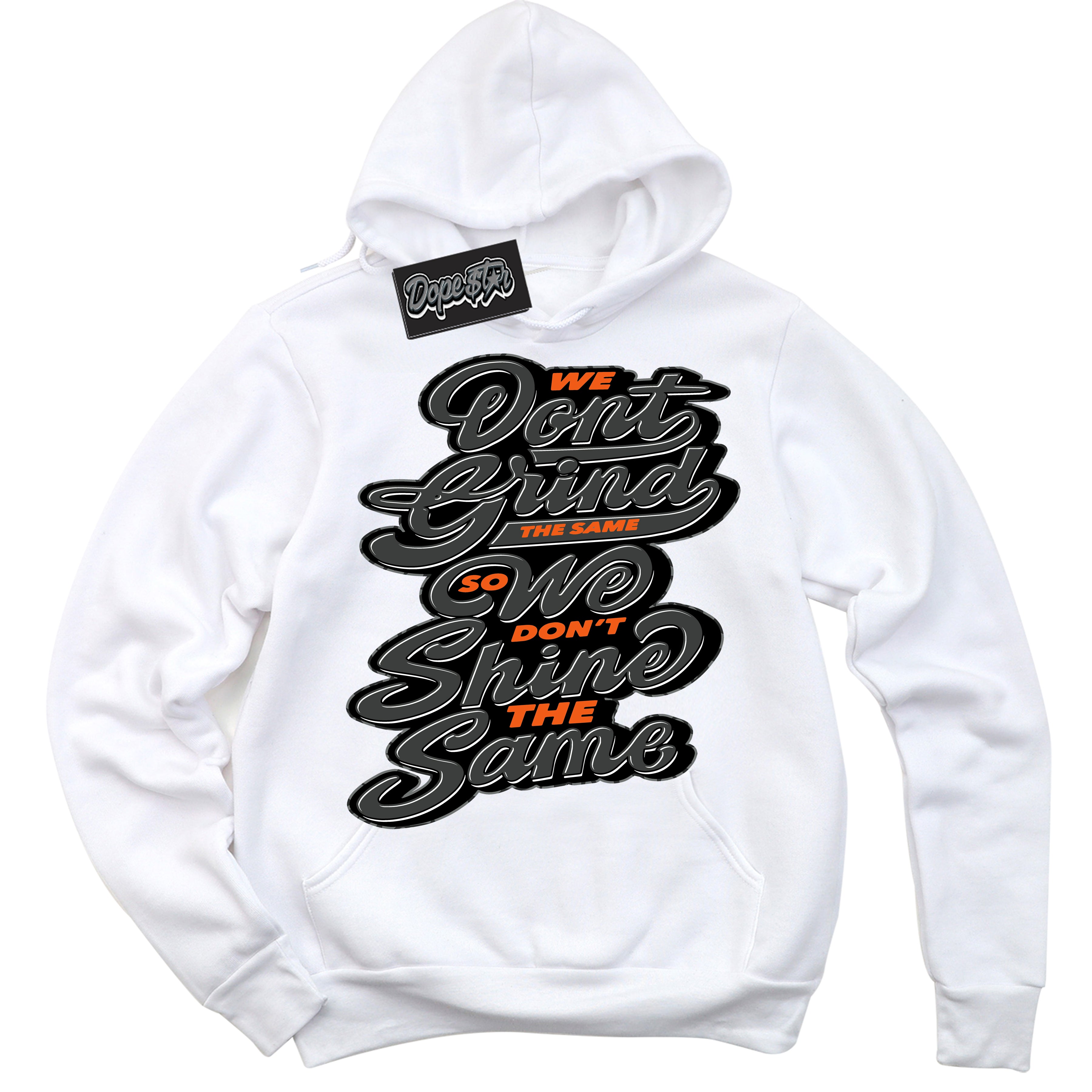 Cool White Graphic DopeStar Hoodie with “  Grind Shine “ print, that perfectly matches Fear Pack 3s sneakers