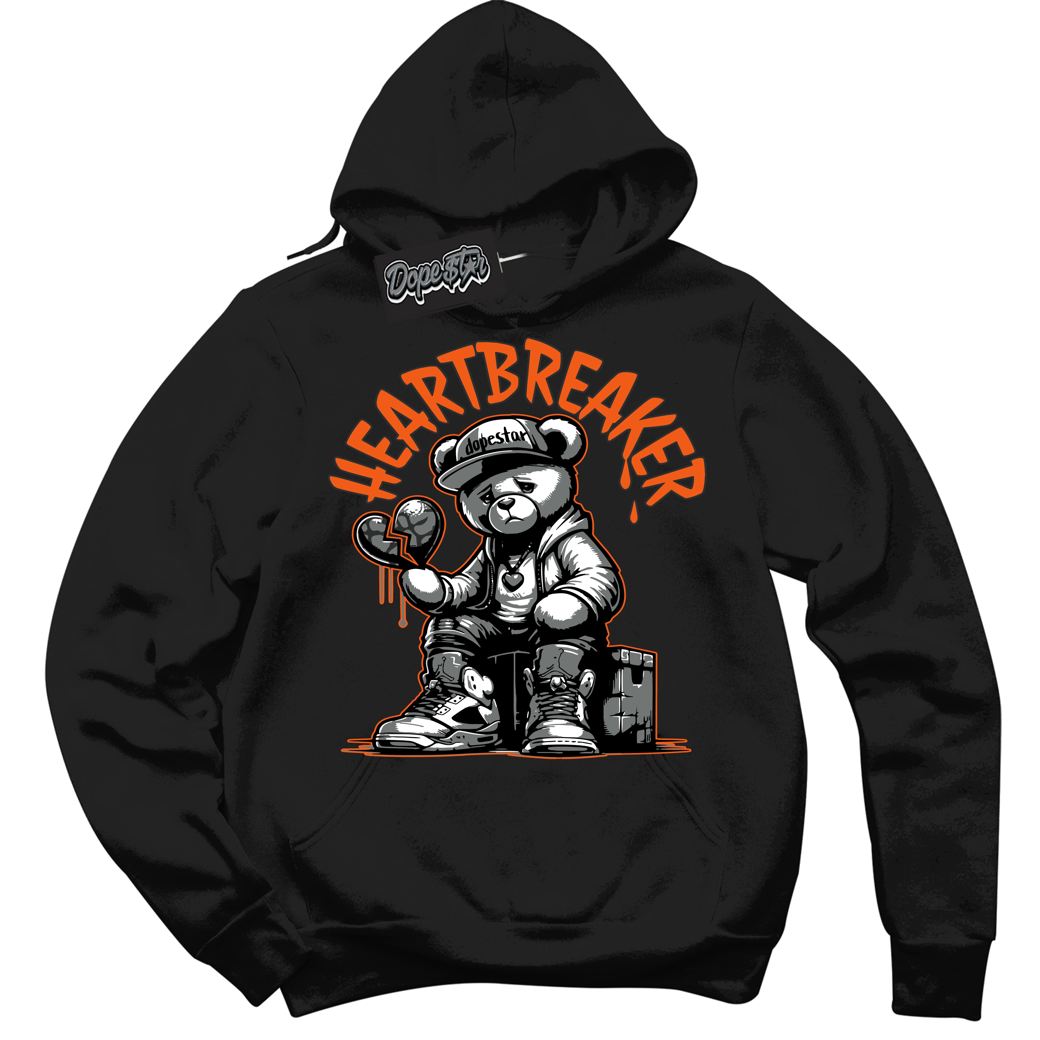 Cool Black Graphic DopeStar Hoodie with “  Heartbreaker Bear  “ print, that perfectly matches Fear Pack 3s sneakers