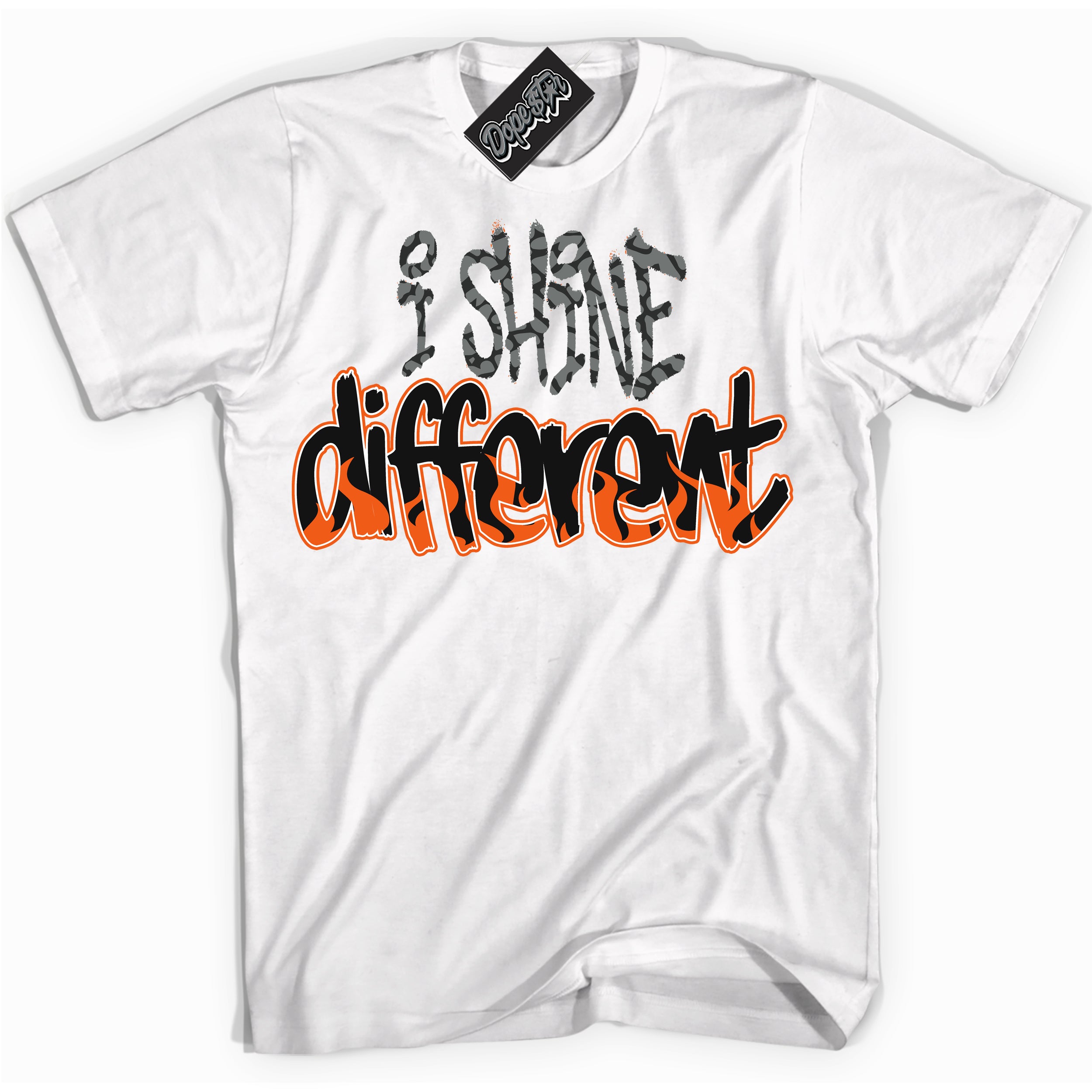 Cool White graphic tee with “ I Shine Different ” design, that perfectly matches Fear Pack 3s sneakers 