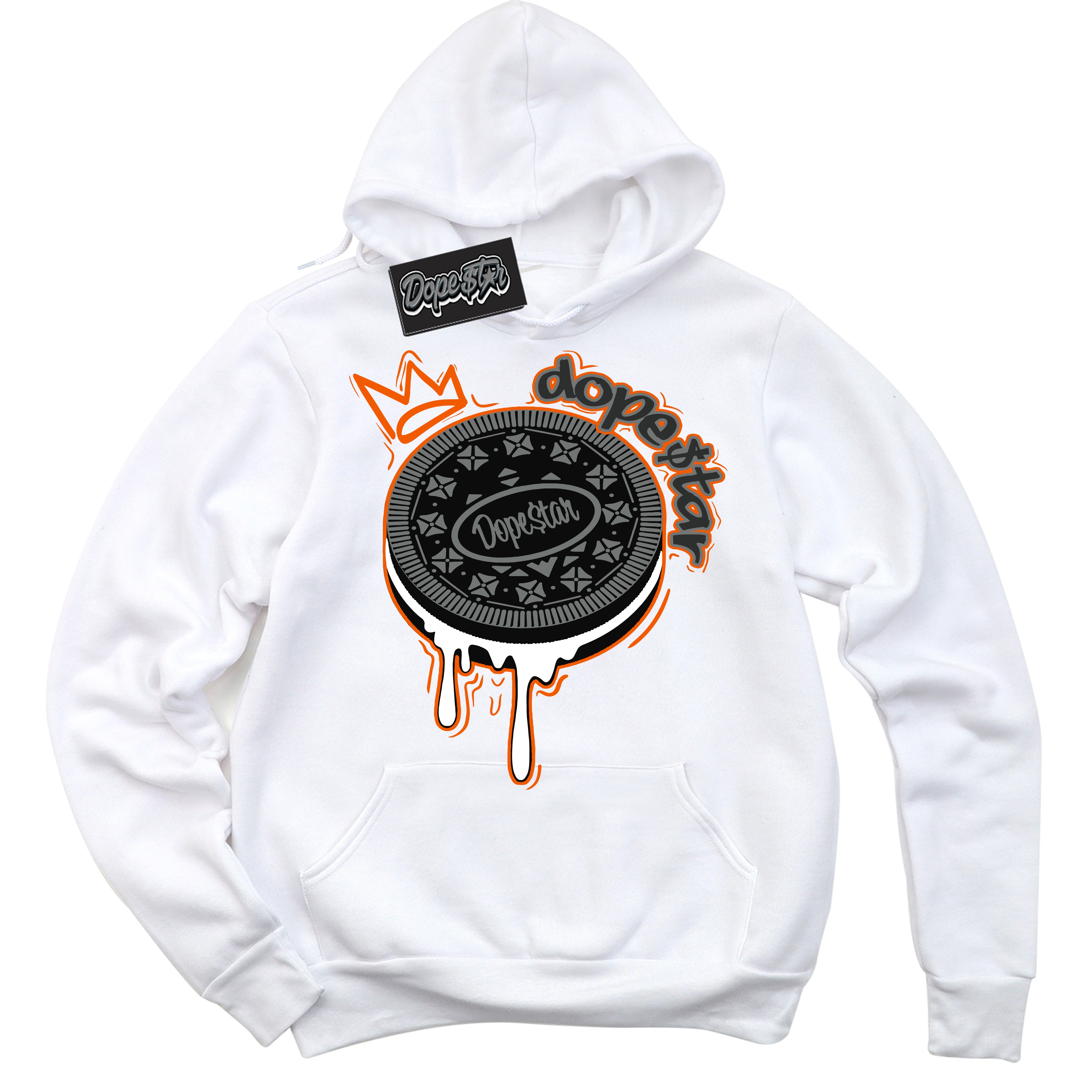 Cool White Graphic DopeStar Hoodie with “  Oreo DS “ print, that perfectly matches Fear Pack 3s sneakers