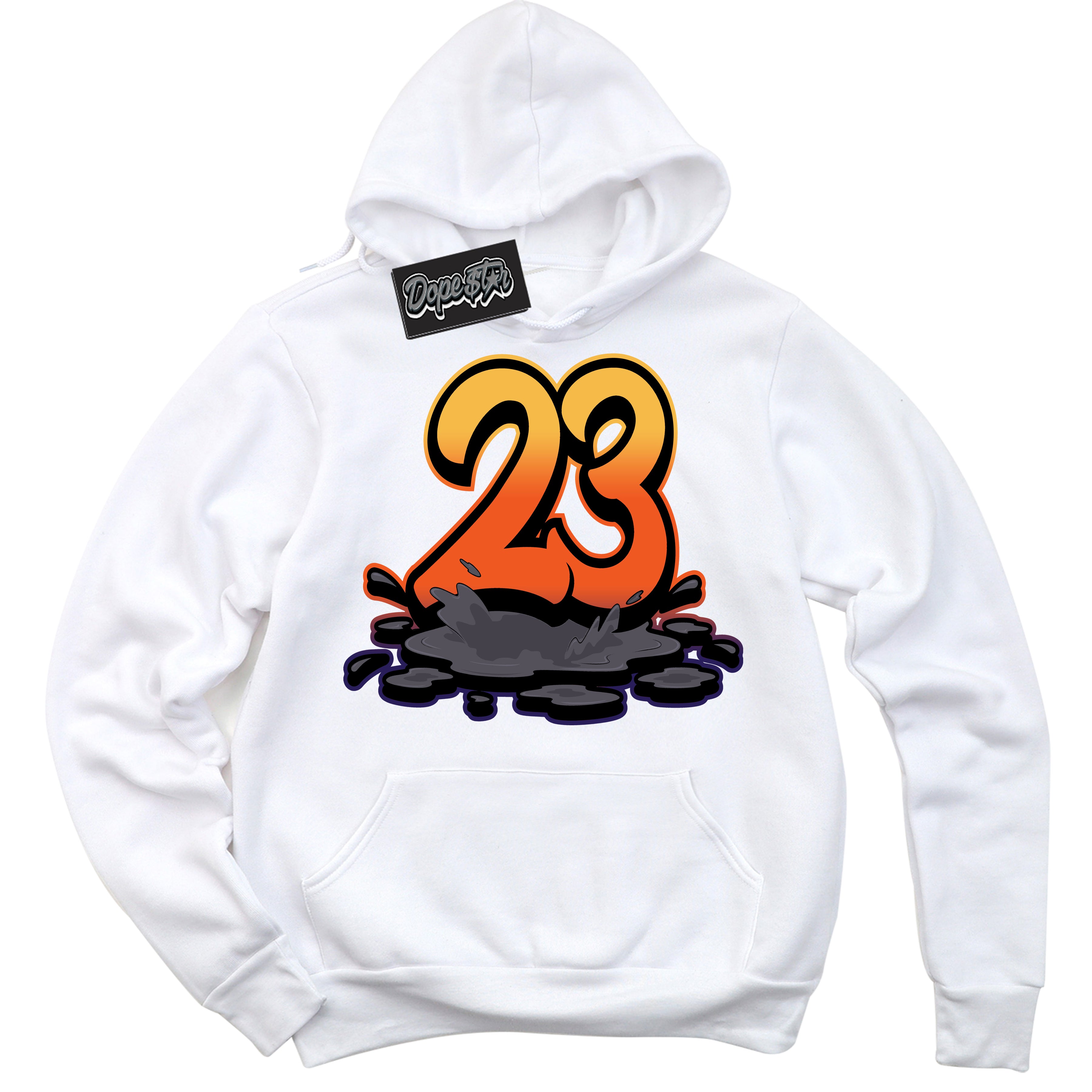 Cool White Hoodie with “ 23 Melting ”  design that Perfectly Matches J Balvin Rio 3s Sneakers.