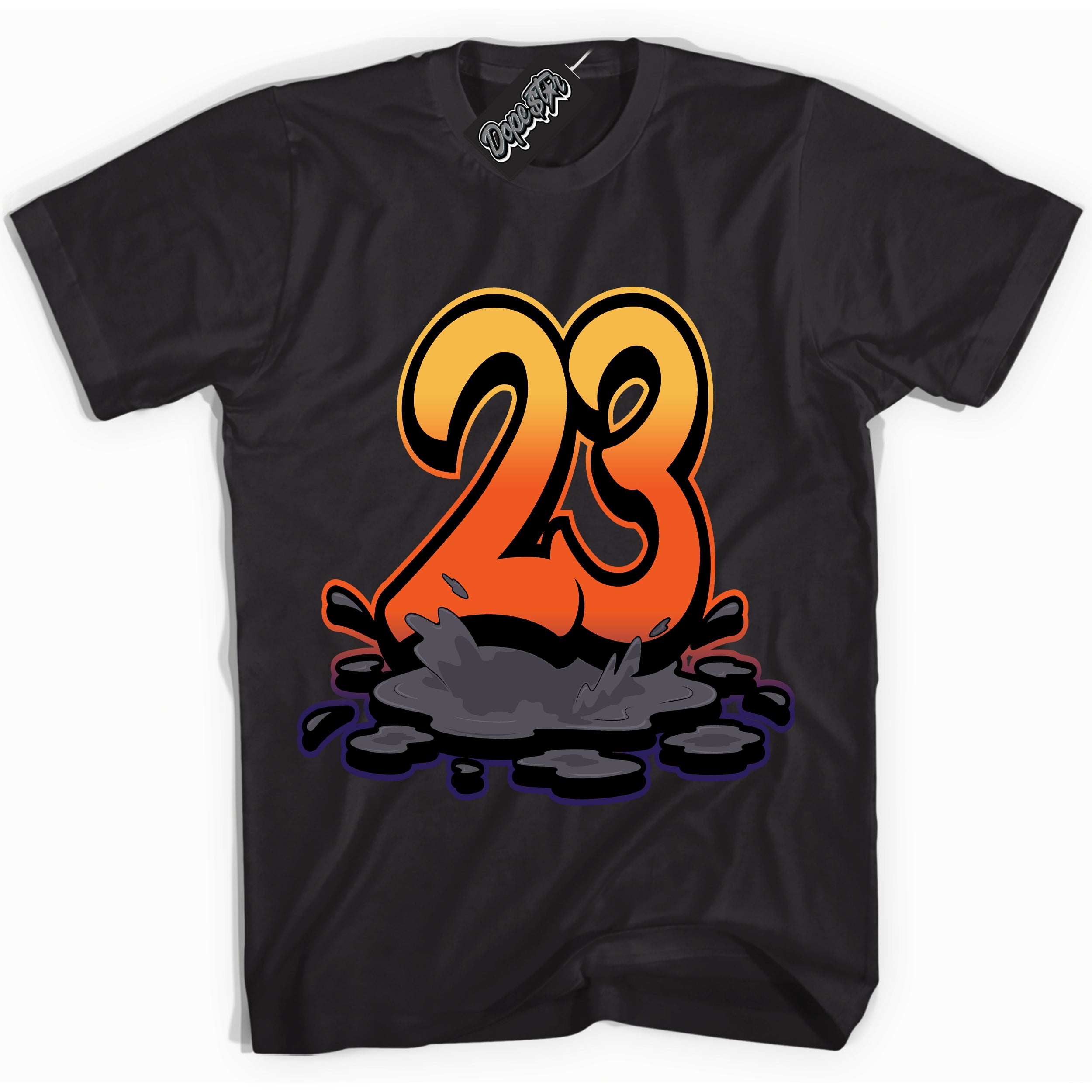 Cool Black Shirt with “ 23 Melting” design that perfectly matches J Balvin Rio 3s Sneakers.
