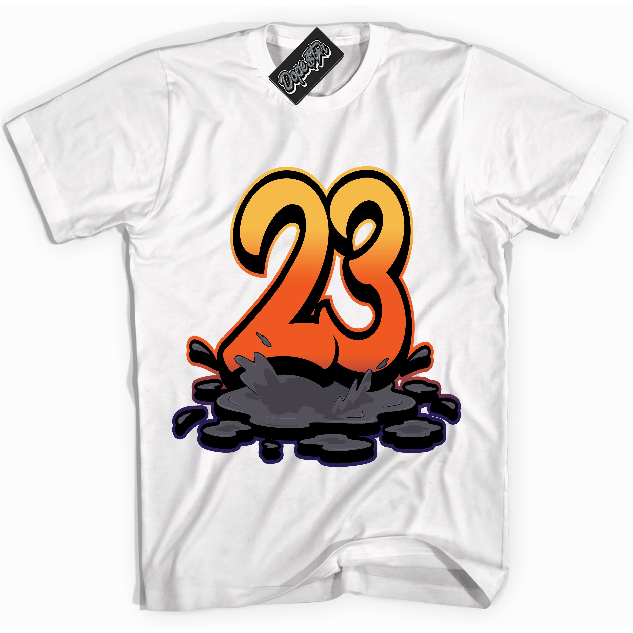 Cool White Shirt with “ 23 Melting” design that perfectly matches J Balvin Rio 3s Sneakers.