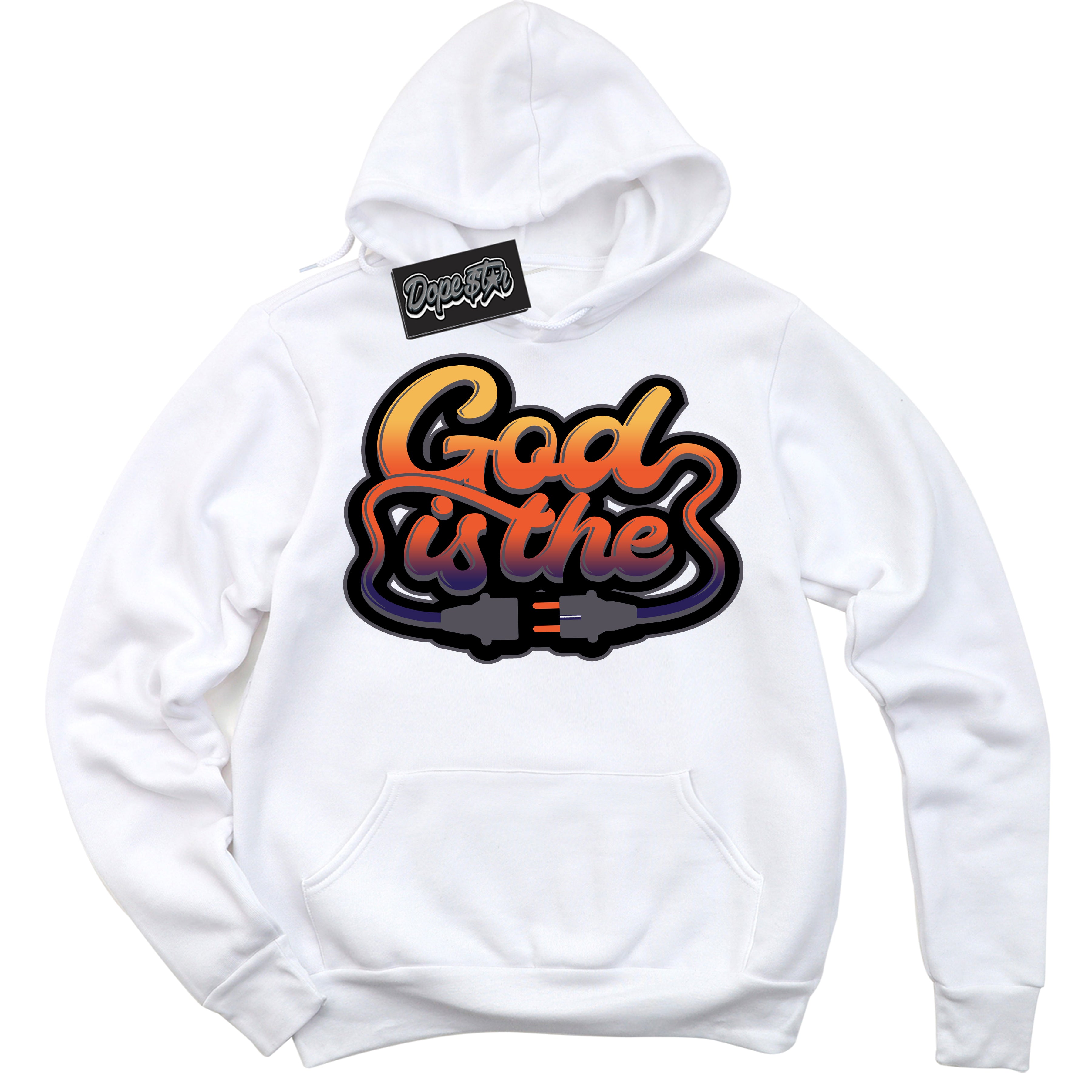 Cool White Hoodie with “ God Is The ”  design that Perfectly Matches J Balvin Rio 3s Sneakers.