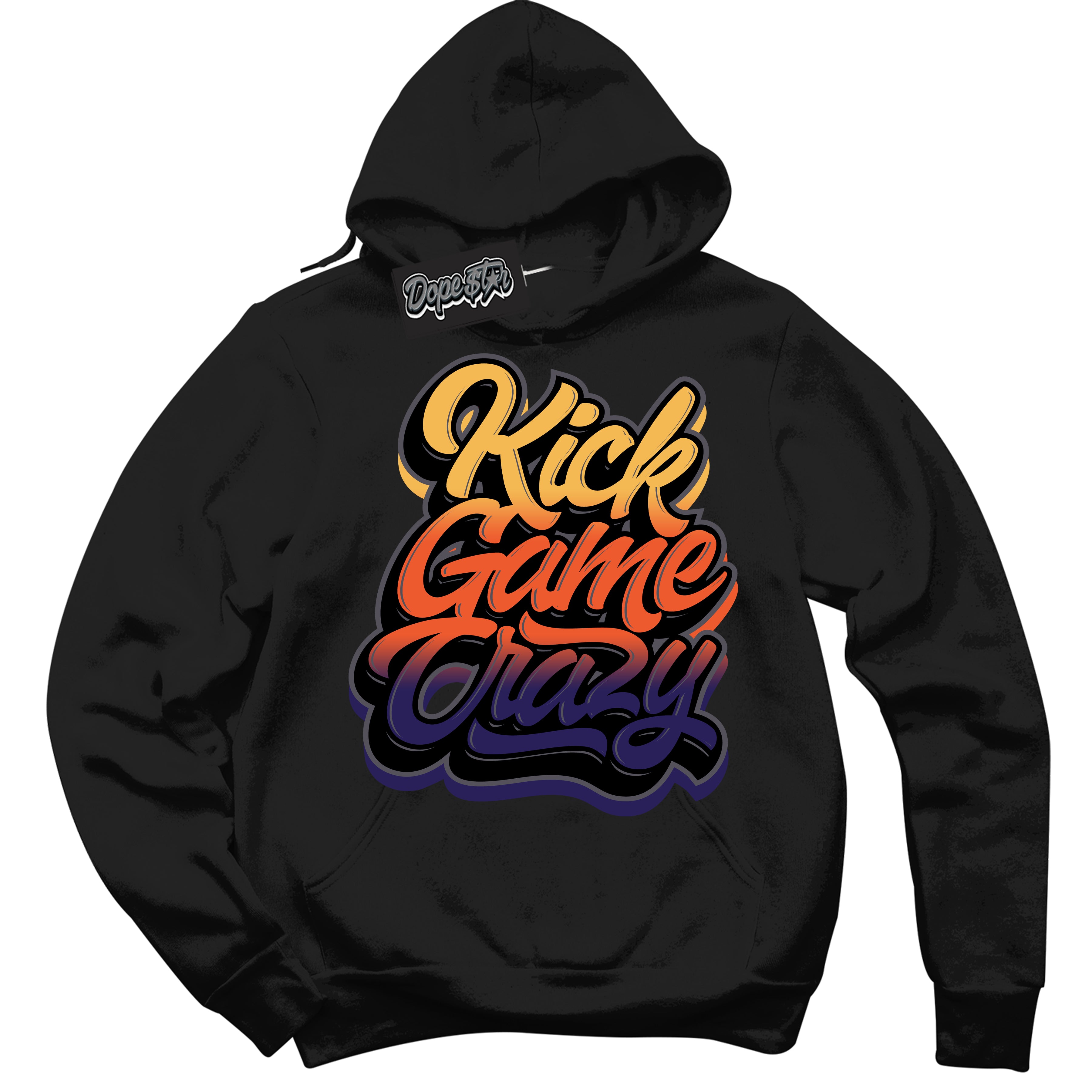 Cool Black Hoodie with “ Kick Game Crazy ”  design that Perfectly Matches J Balvin Rio 3s Sneakers.