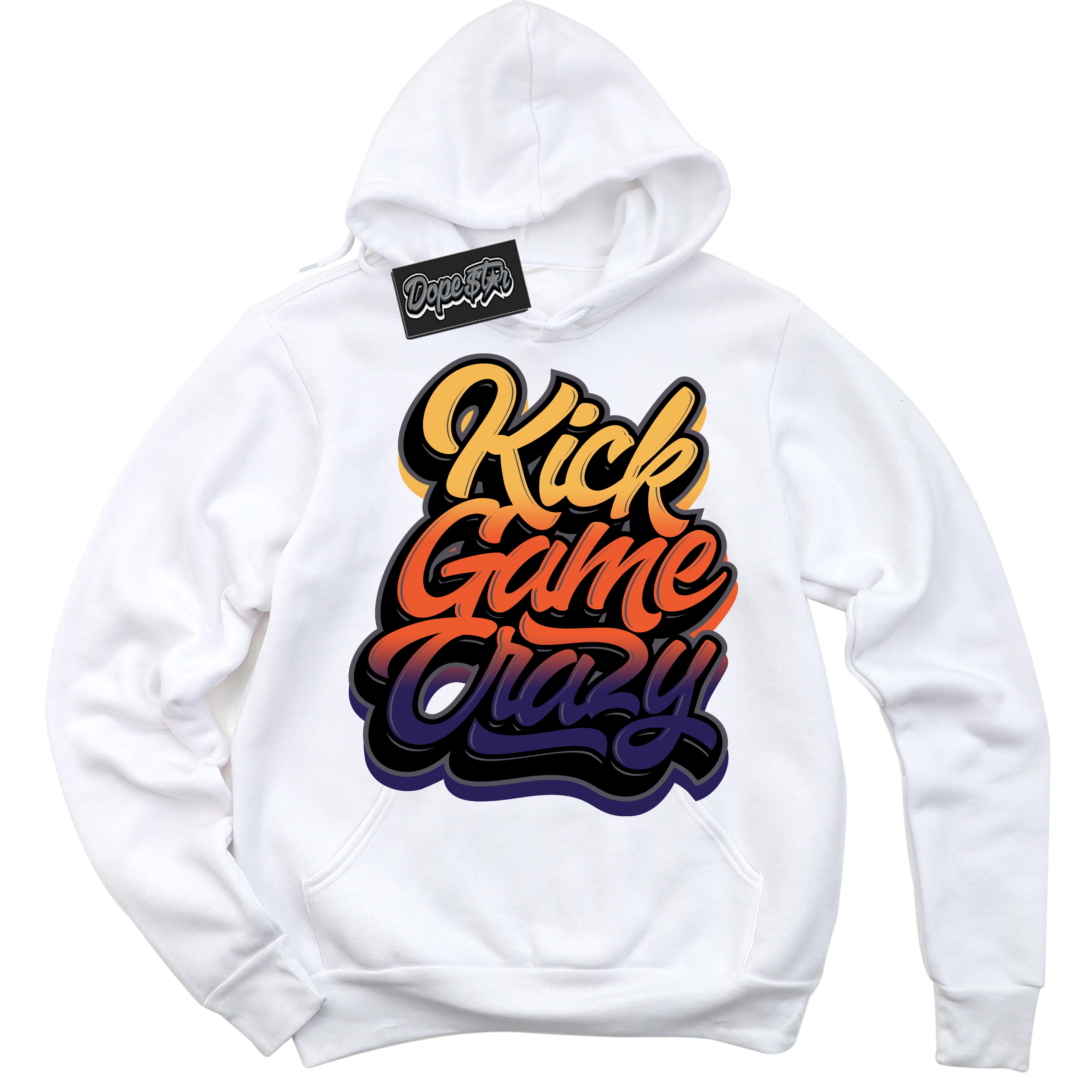 Cool White Hoodie with “ Kick Game Crazy ”  design that Perfectly Matches J Balvin Rio 3s Sneakers.