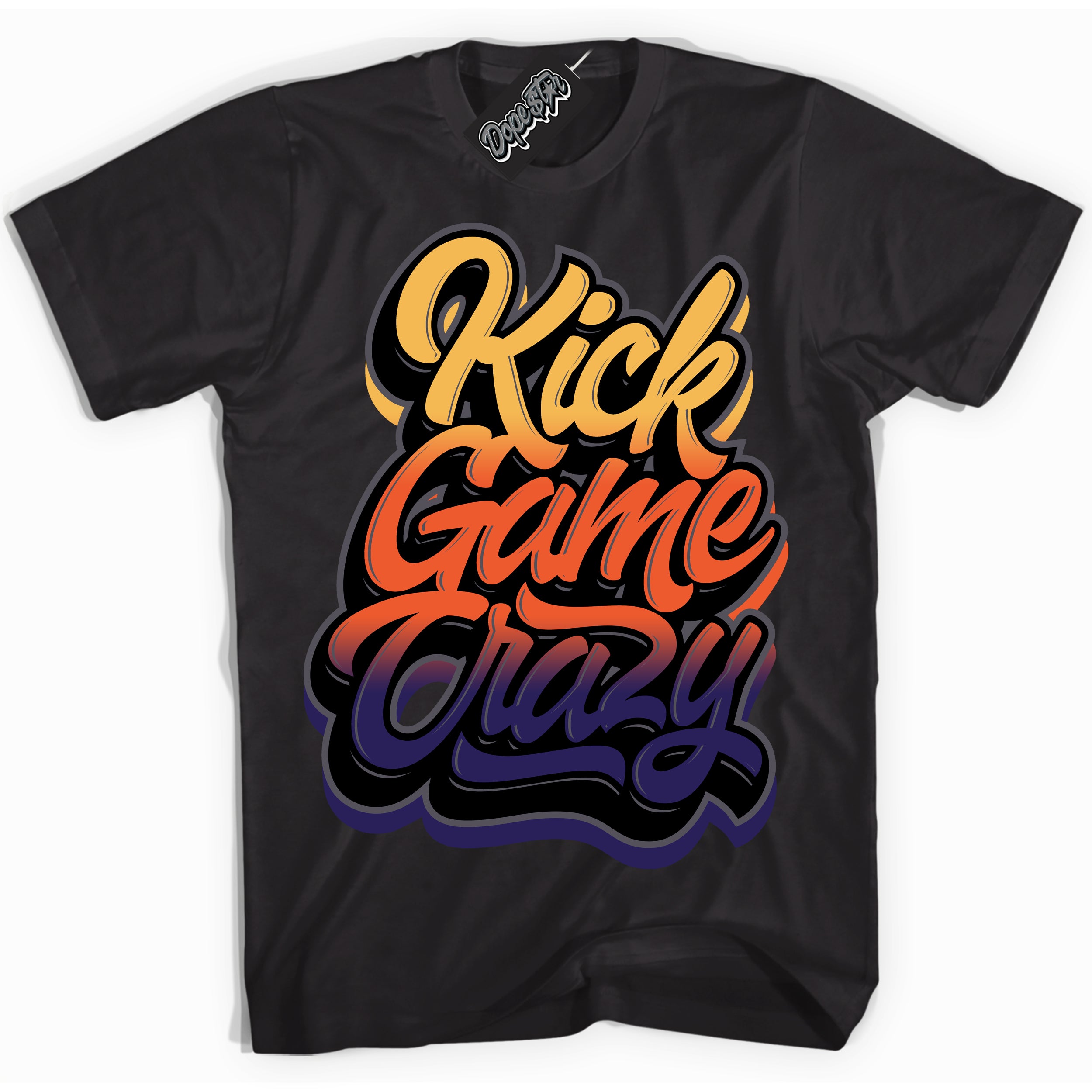 Cool Black Shirt with “ Kick Game Crazy” design that perfectly matches J Balvin Rio 3s Sneakers.