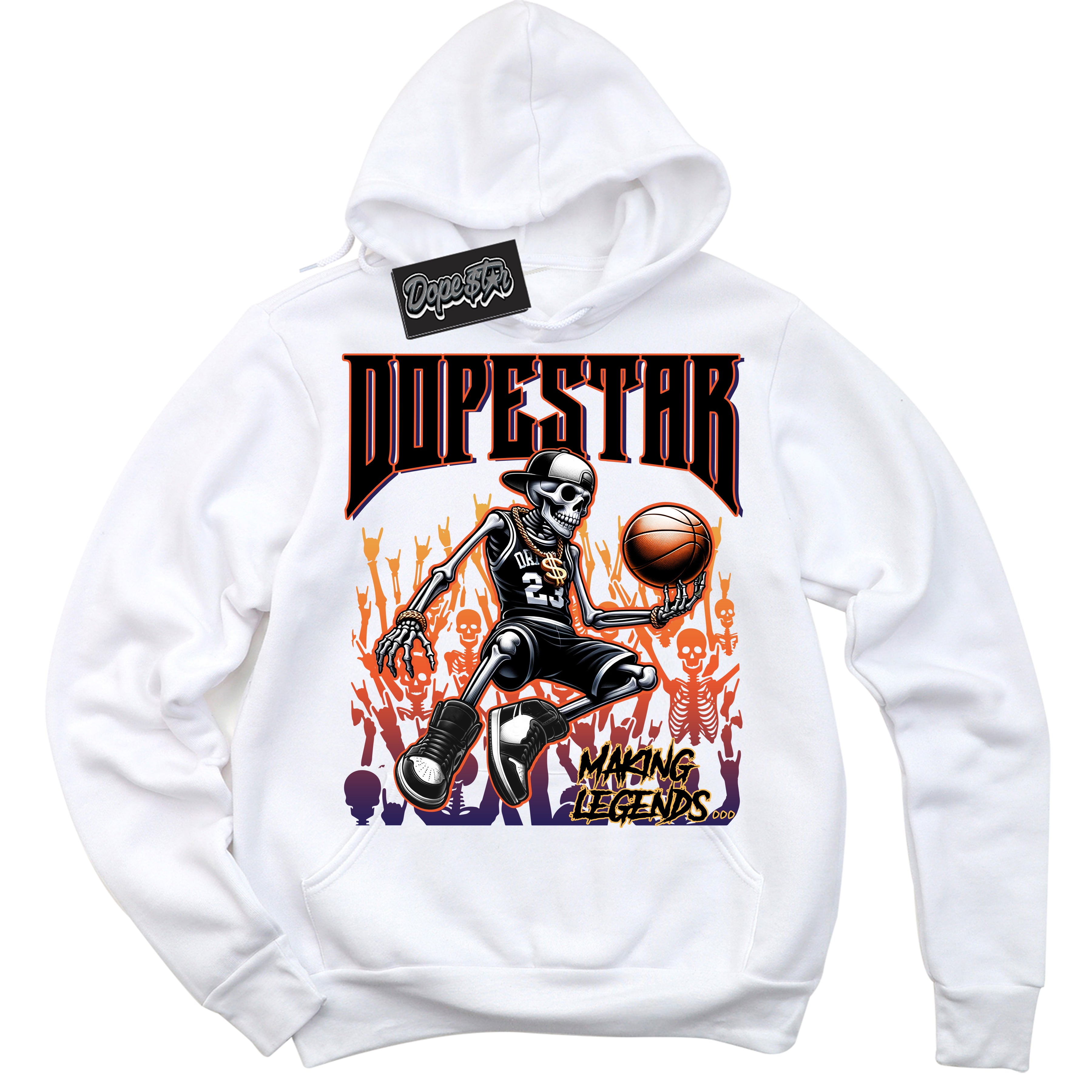 Cool White Hoodie with “ Making Legends ”  design that Perfectly Matches J Balvin Rio 3s Sneakers.