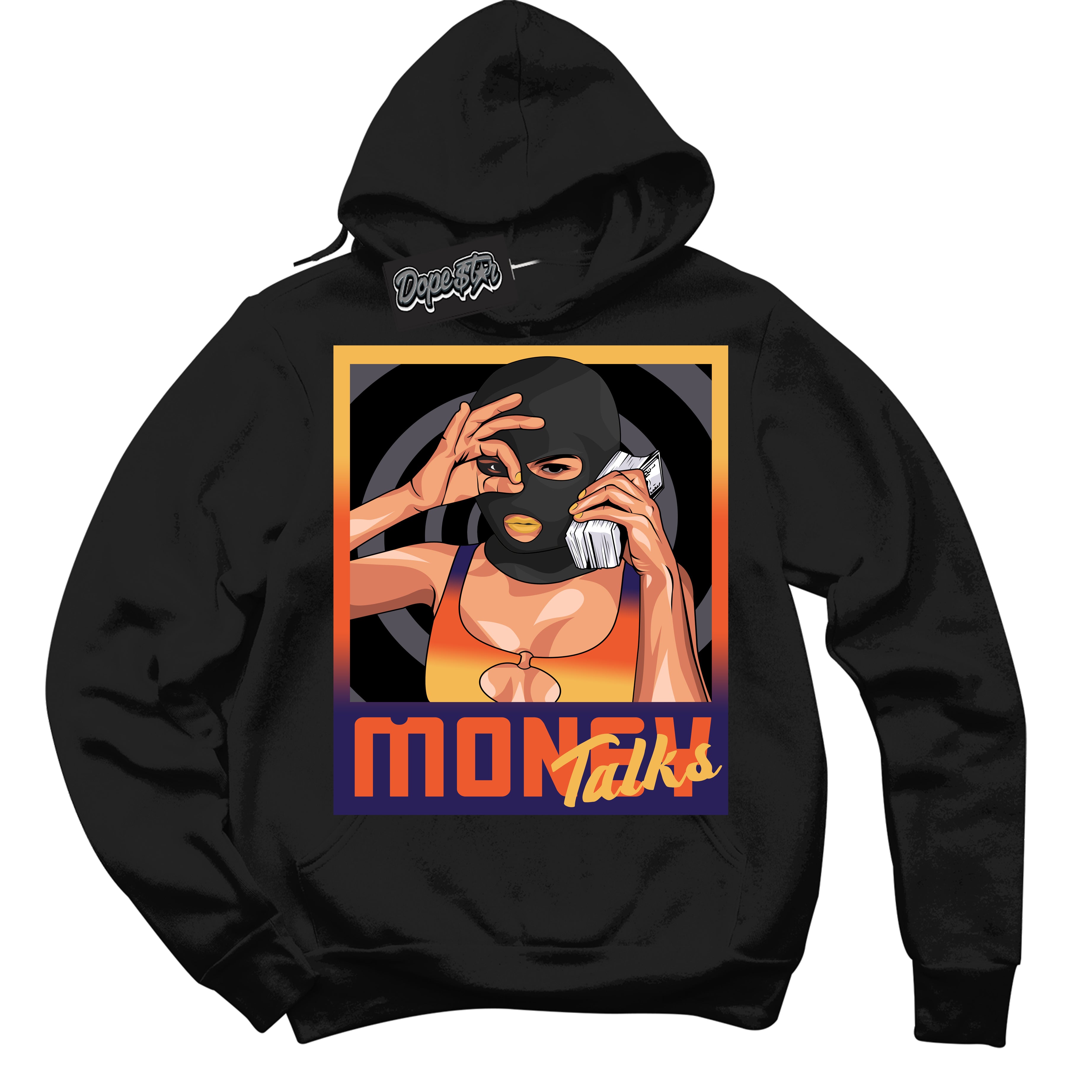 Cool Black Hoodie with “ Money Talks ”  design that Perfectly Matches J Balvin Rio 3s Sneakers.