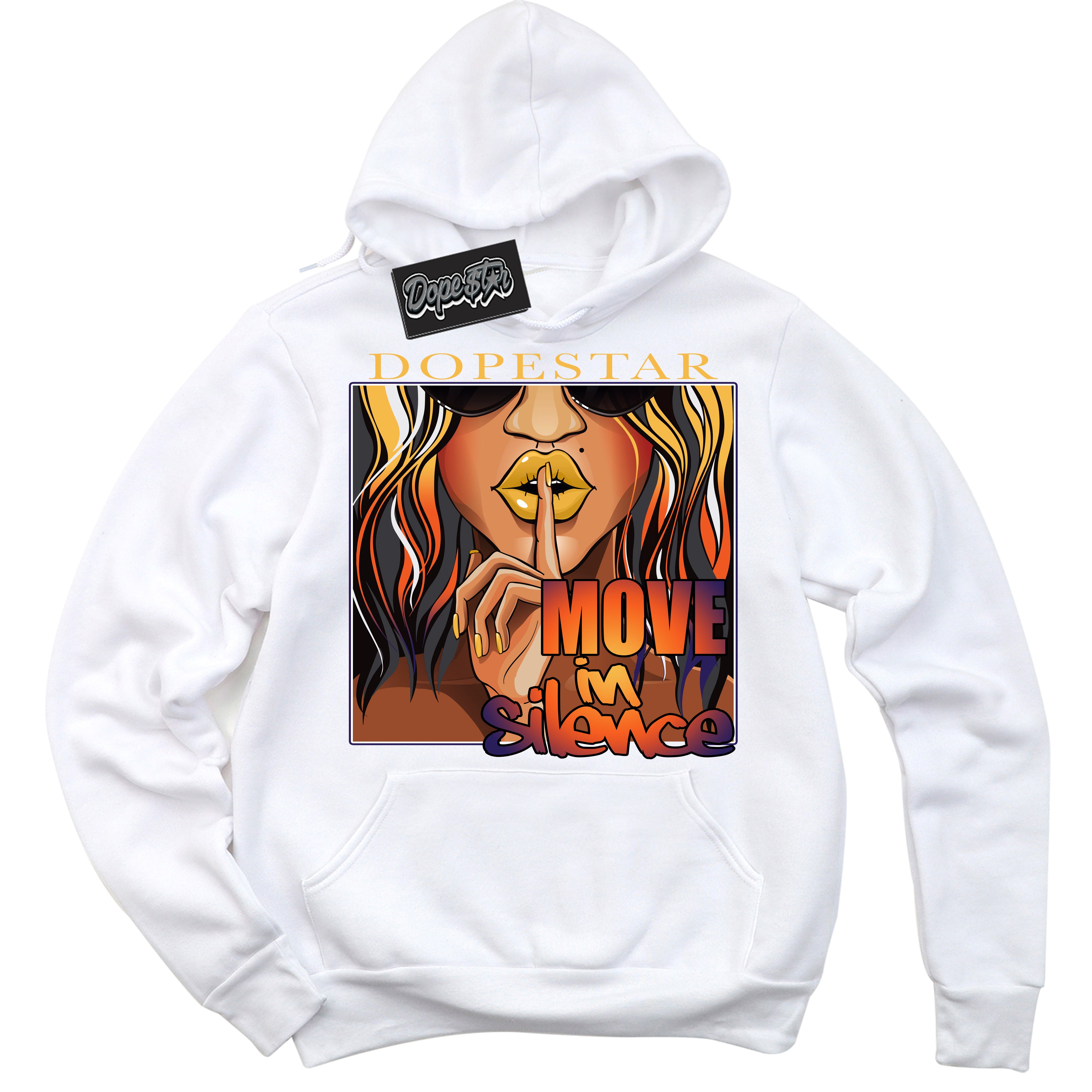 Cool White Hoodie with “ Move In Silence ”  design that Perfectly Matches J Balvin Rio 3s Sneakers.