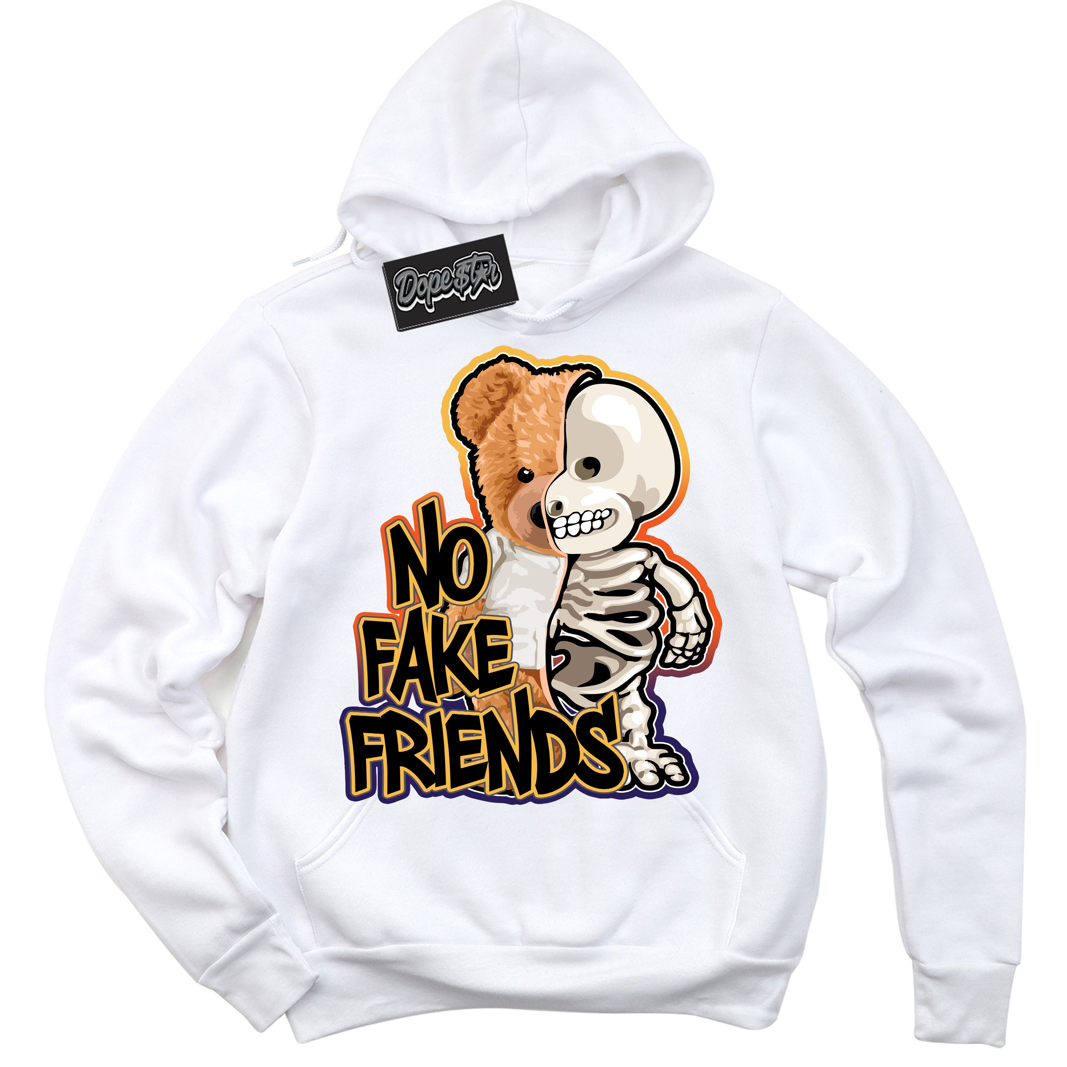 Cool White Hoodie with “ No Fake Friends ”  design that Perfectly Matches J Balvin Rio 3s Sneakers.