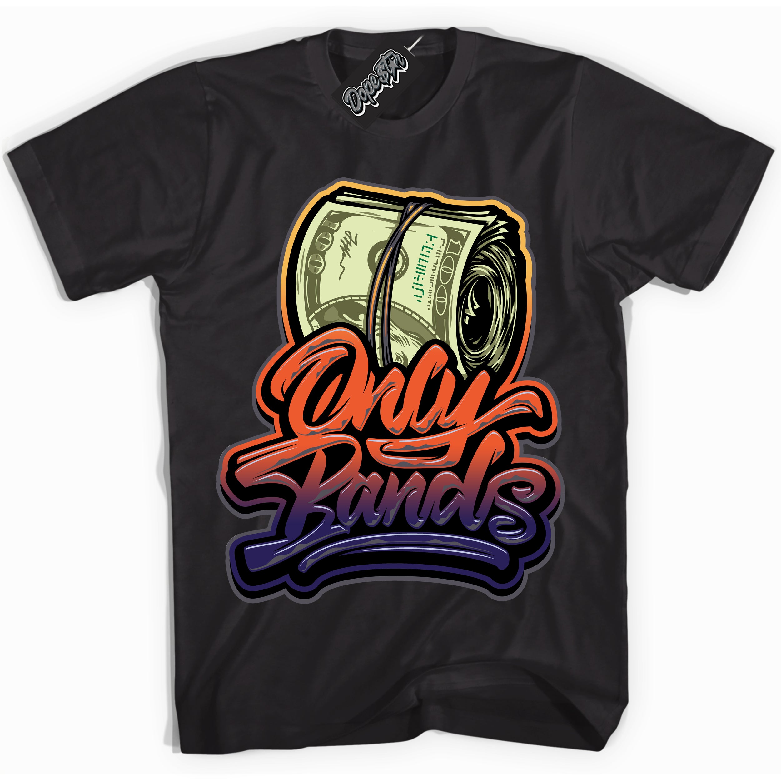 Cool Black Shirt with “ Only Bands” design that perfectly matches J Balvin Rio 3s Sneakers.