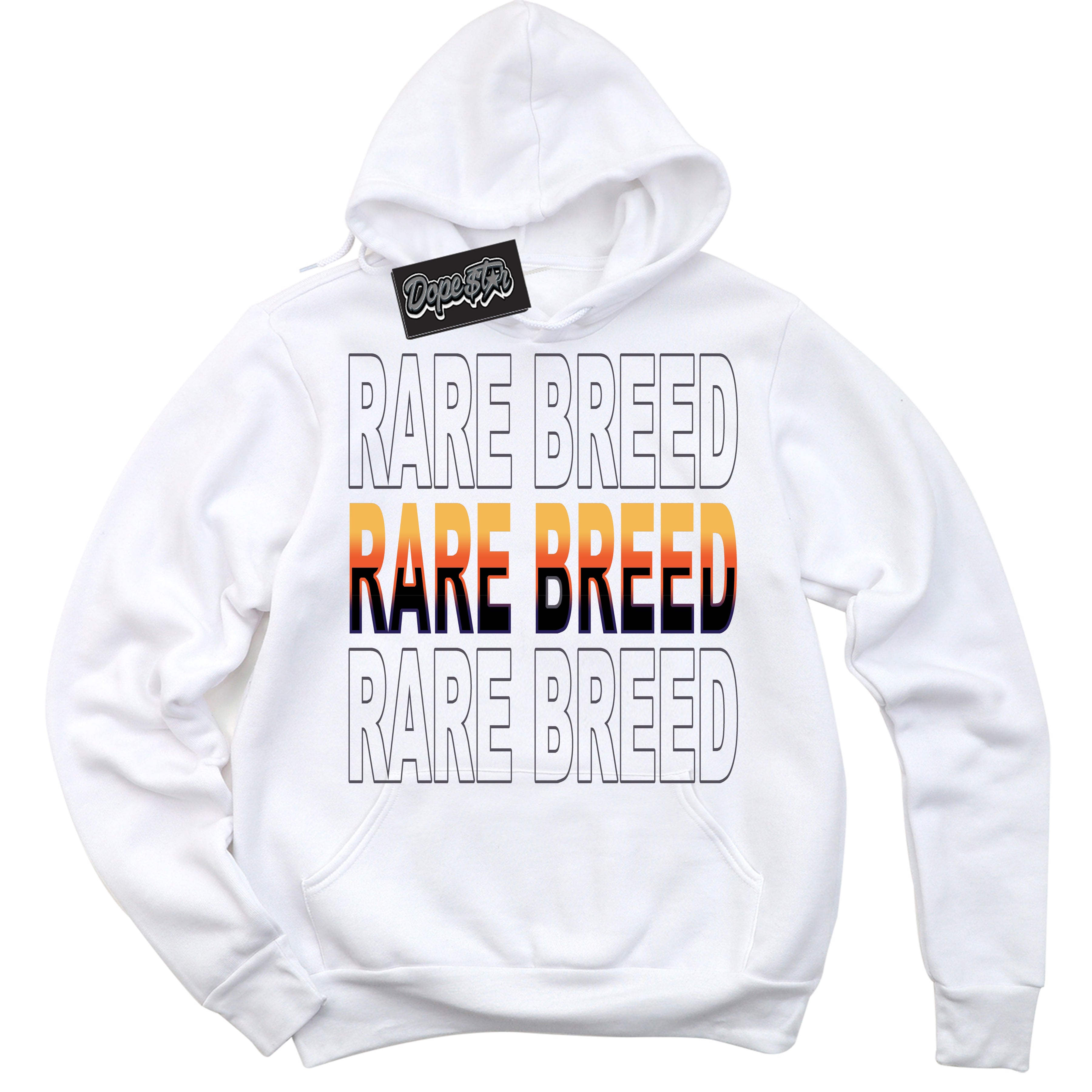 Cool White Hoodie with “ Rare Breed ”  design that Perfectly Matches J Balvin Rio 3s Sneakers.