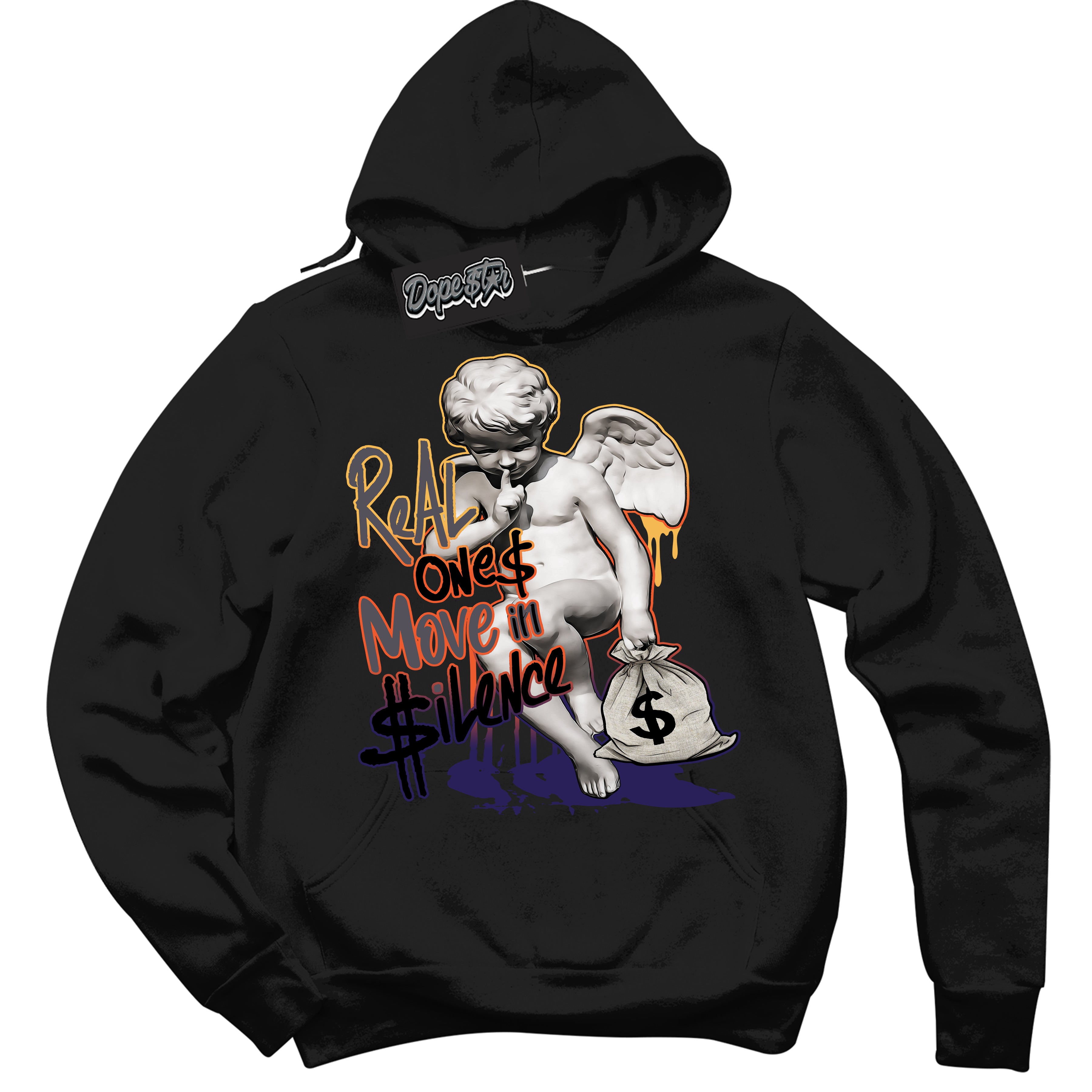 Cool Black Hoodie with “ Real Ones Cherub ”  design that Perfectly Matches J Balvin Rio 3s Sneakers.
