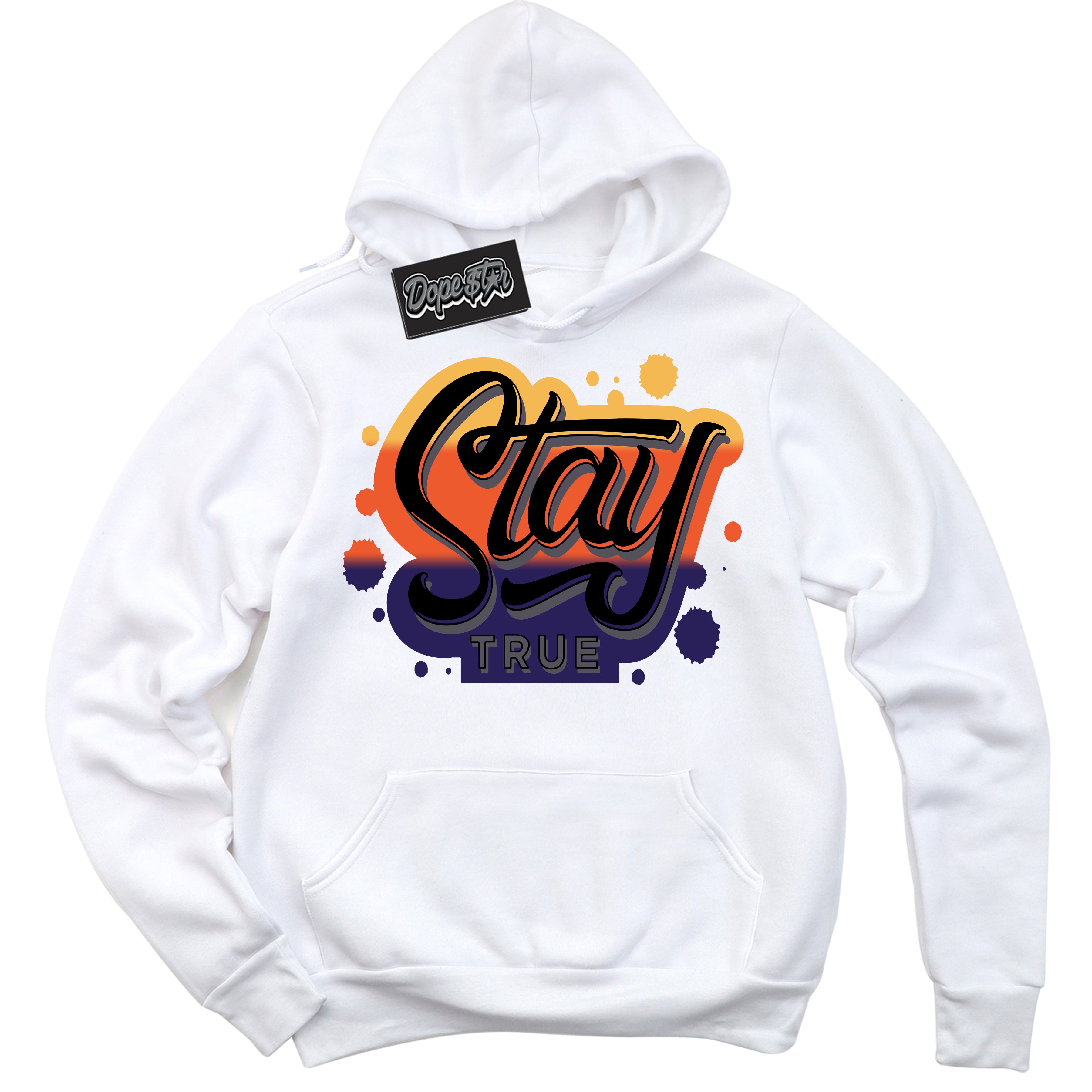 Cool White Hoodie with “ Stay True ”  design that Perfectly Matches J Balvin Rio 3s Sneakers.
