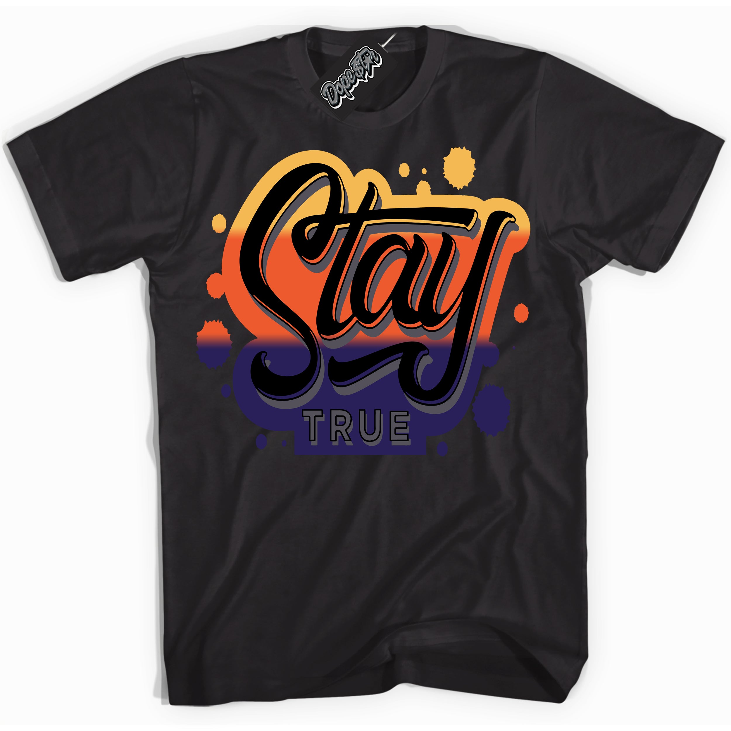 Cool Black Shirt with “ Stay True” design that perfectly matches J Balvin Rio 3s Sneakers.