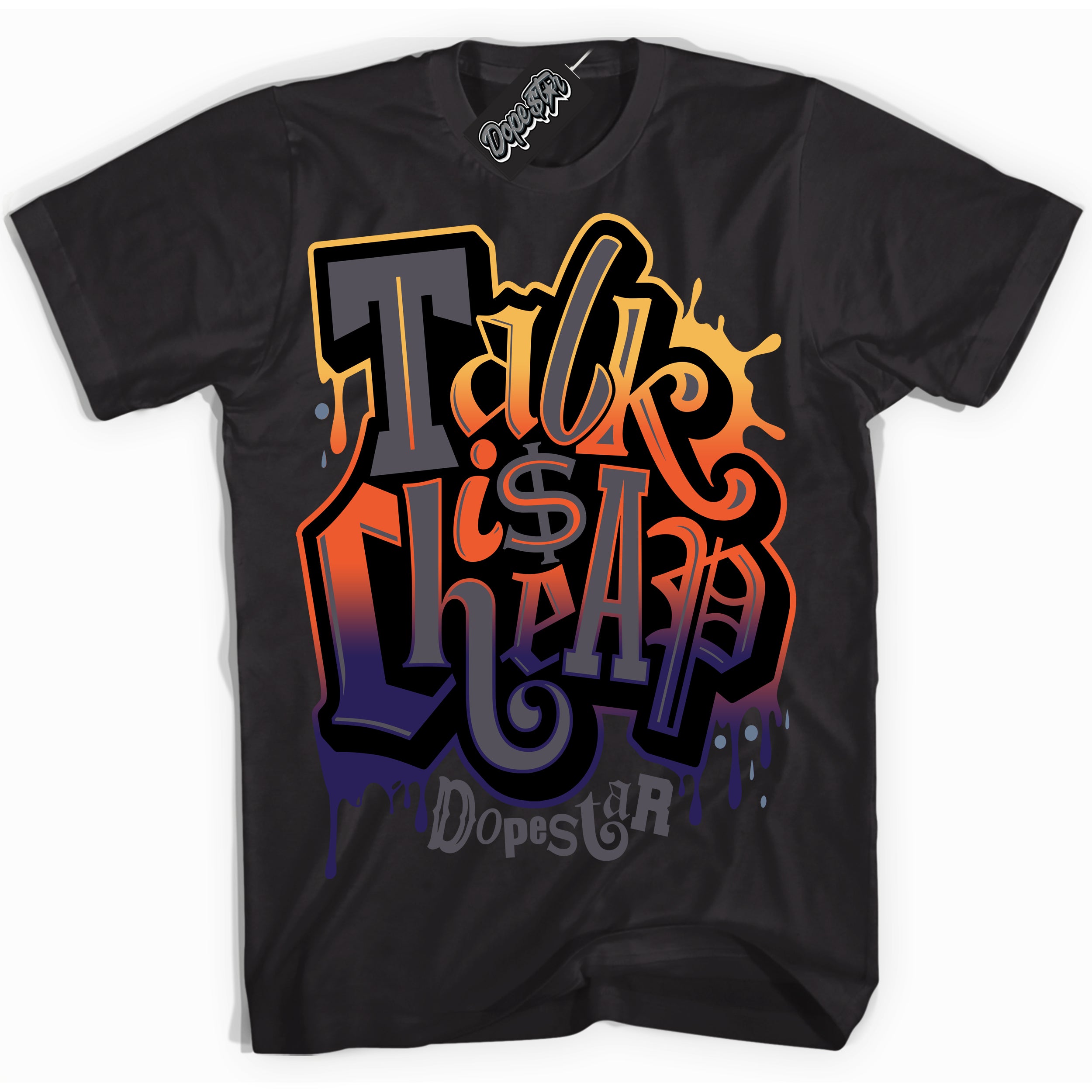 Cool Black Shirt with “ Talk Is Cheap” design that perfectly matches J Balvin Rio 3s Sneakers.