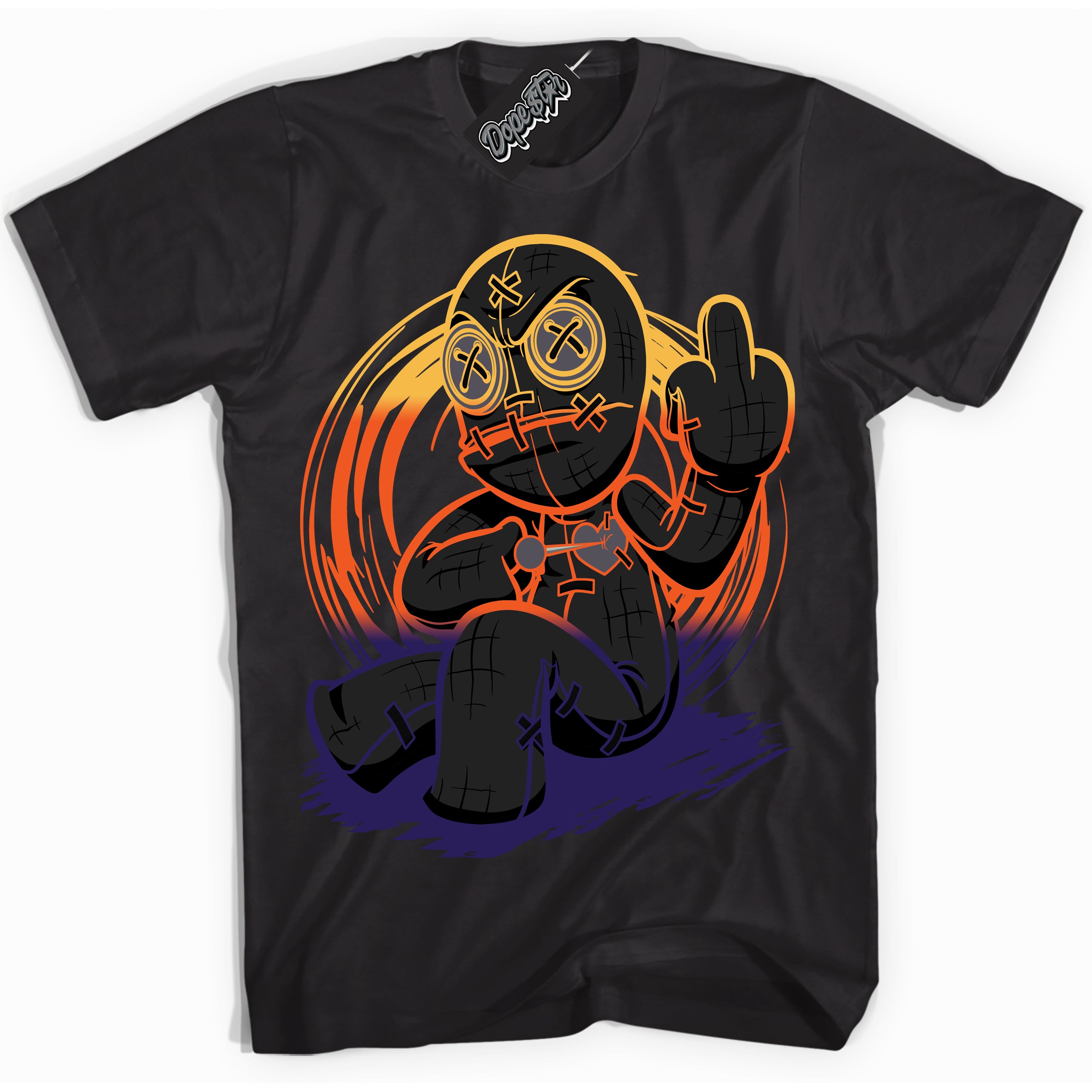 Cool Black Shirt with “ VooDoo Doll” design that perfectly matches J Balvin Rio 3s Sneakers.