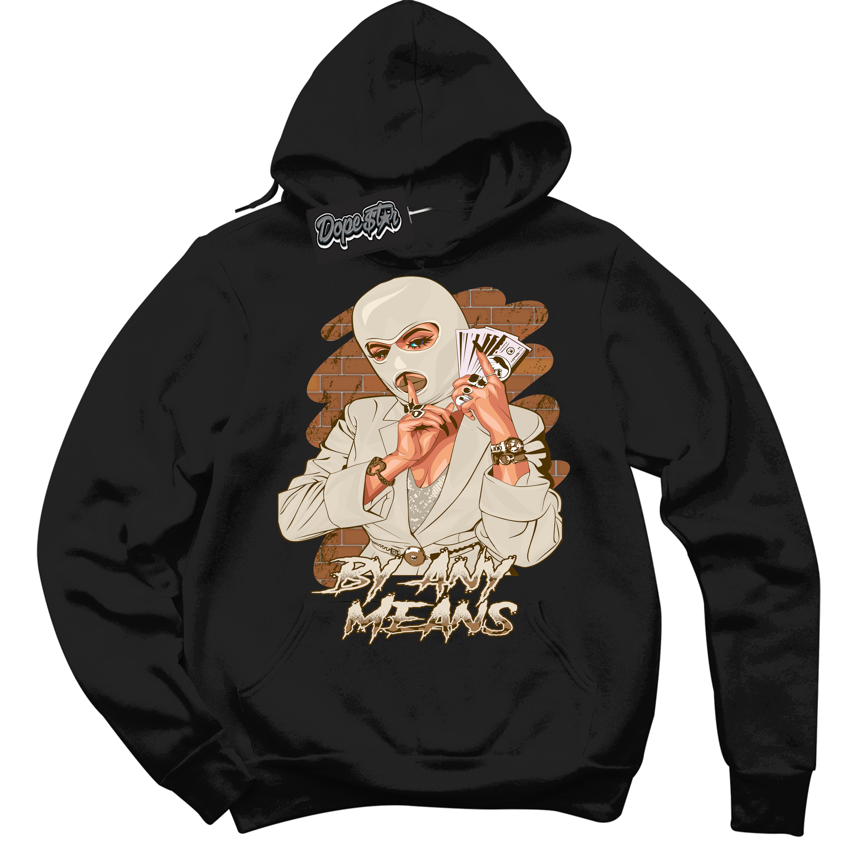 Cool Black Graphic DopeStar Hoodie with “ By Any Means “ print, that perfectly matches Palomino 3s sneakers