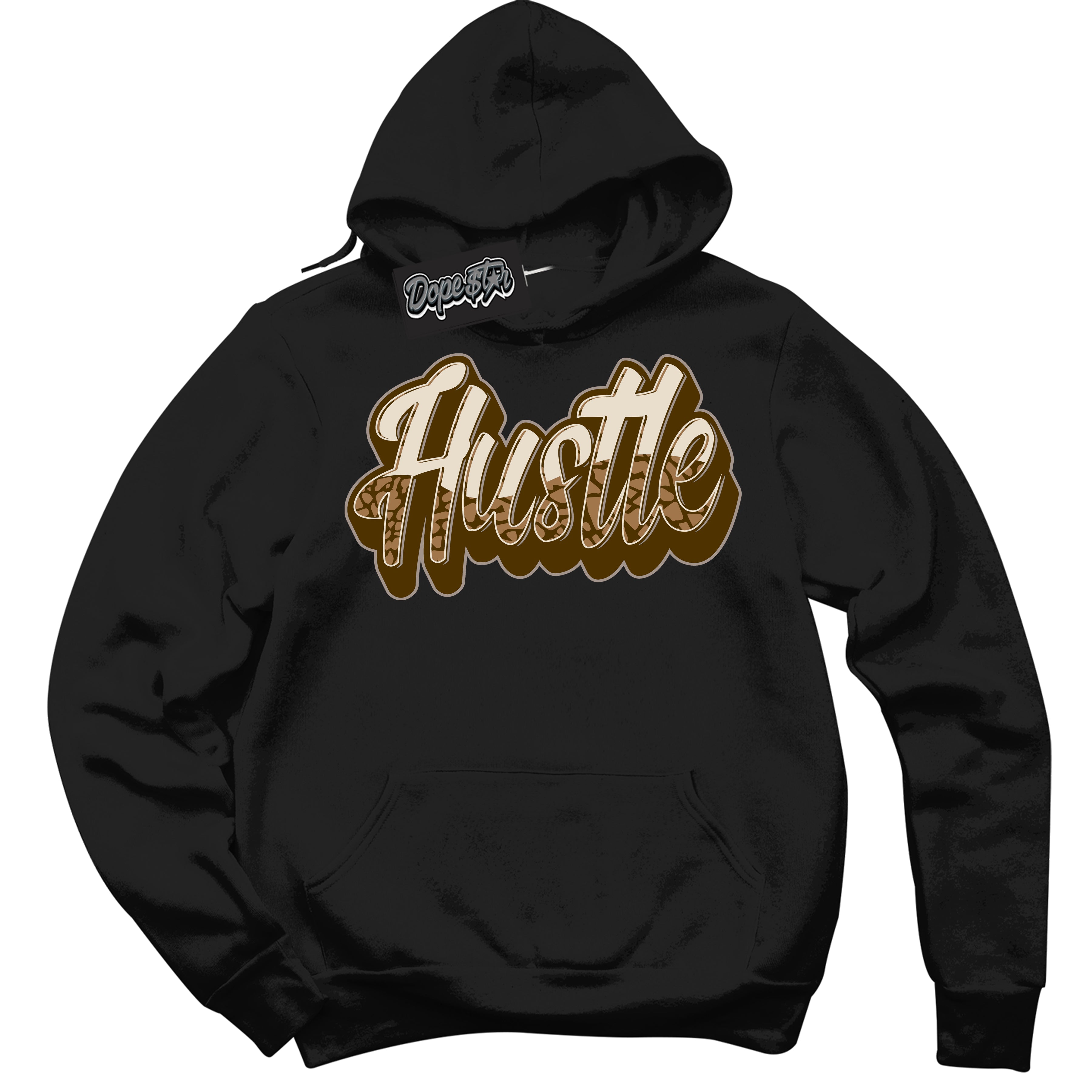Cool Black Graphic DopeStar Hoodie with “ Hustle “ print, that perfectly matches Palomino 3s sneakers