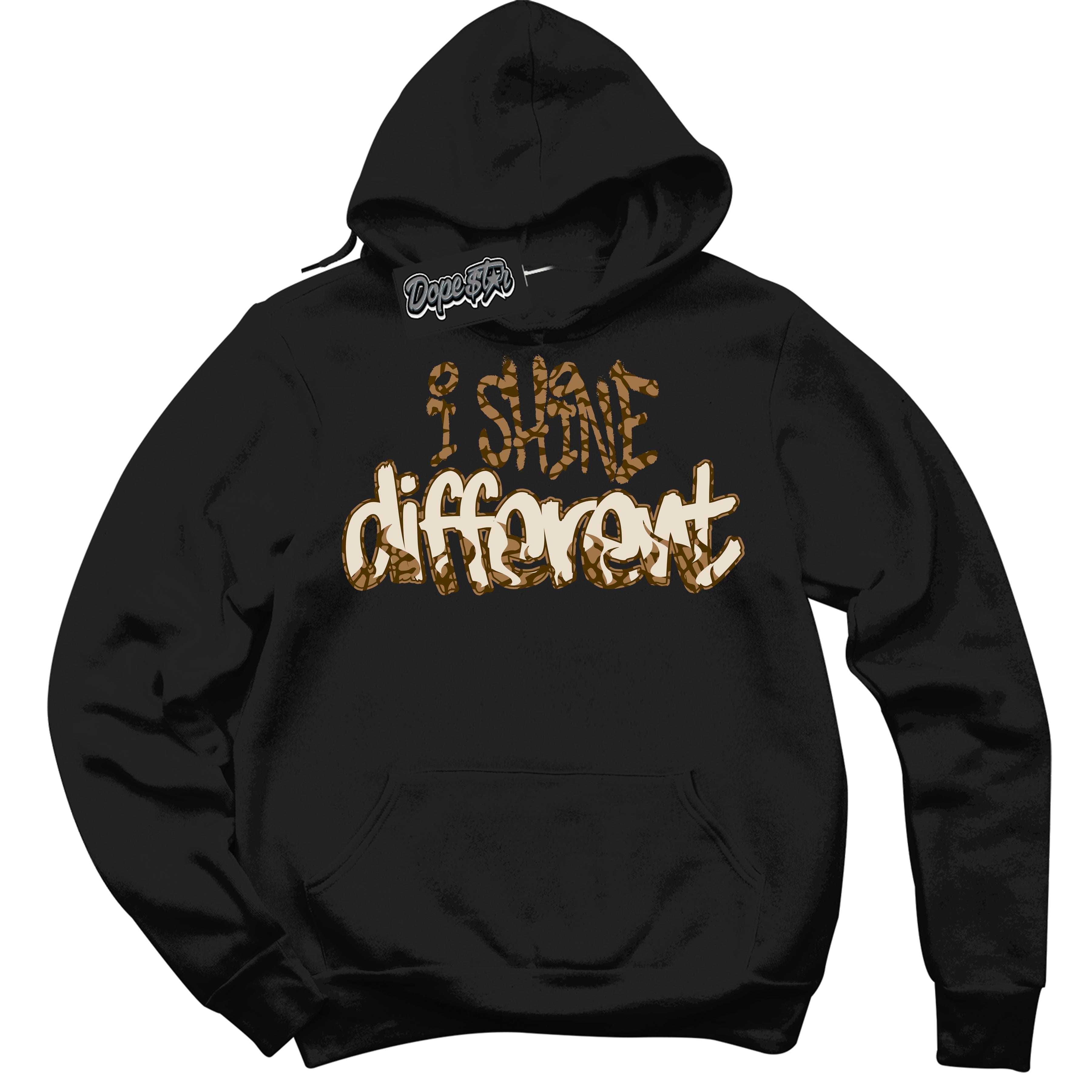Cool Black Graphic DopeStar Hoodie with “ I Shine Different “ print, that perfectly matches Palomino 3s sneakers