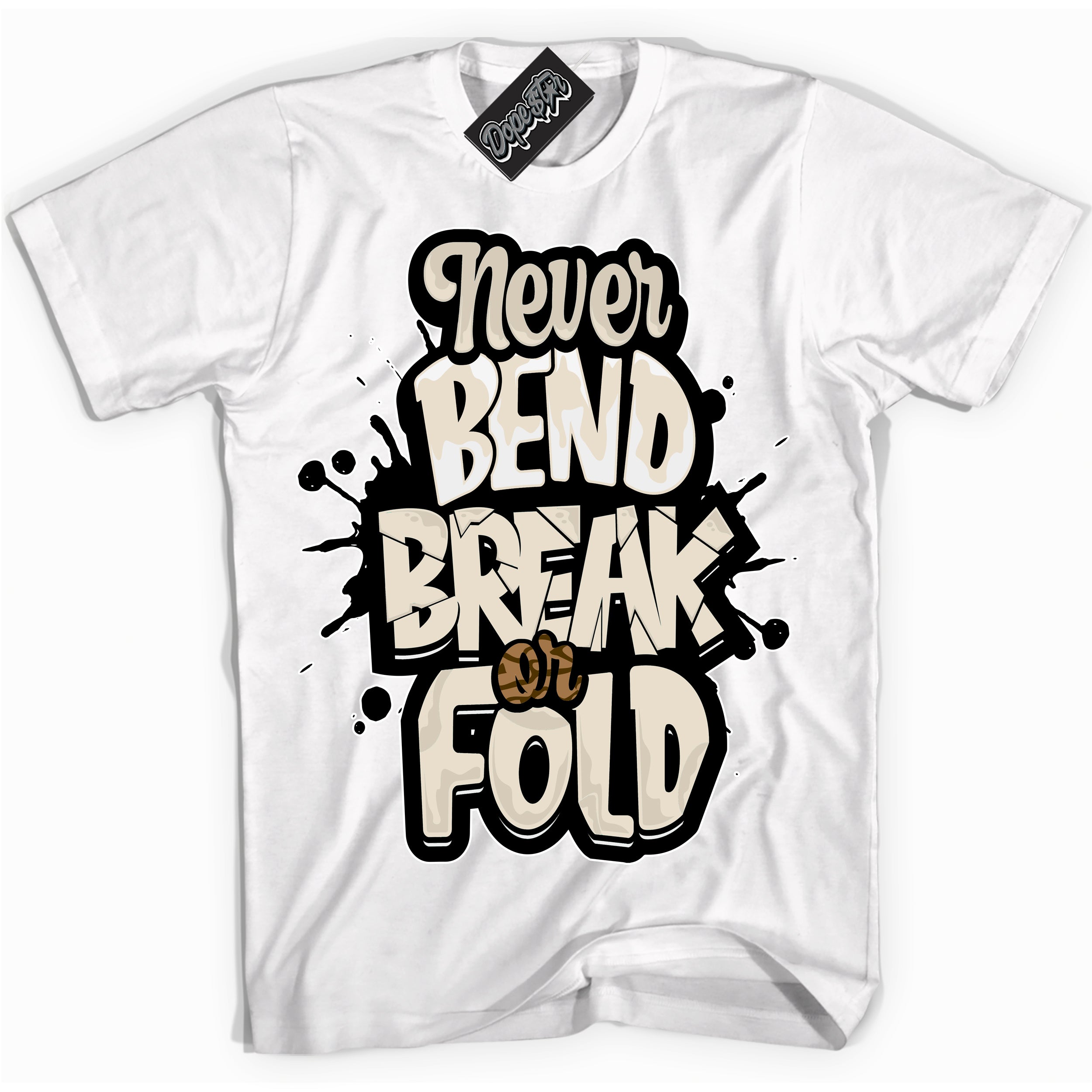 Cool White graphic tee with “ Never Bend Break Or Fold ” design, that perfectly matches Palomino 3s sneakers 