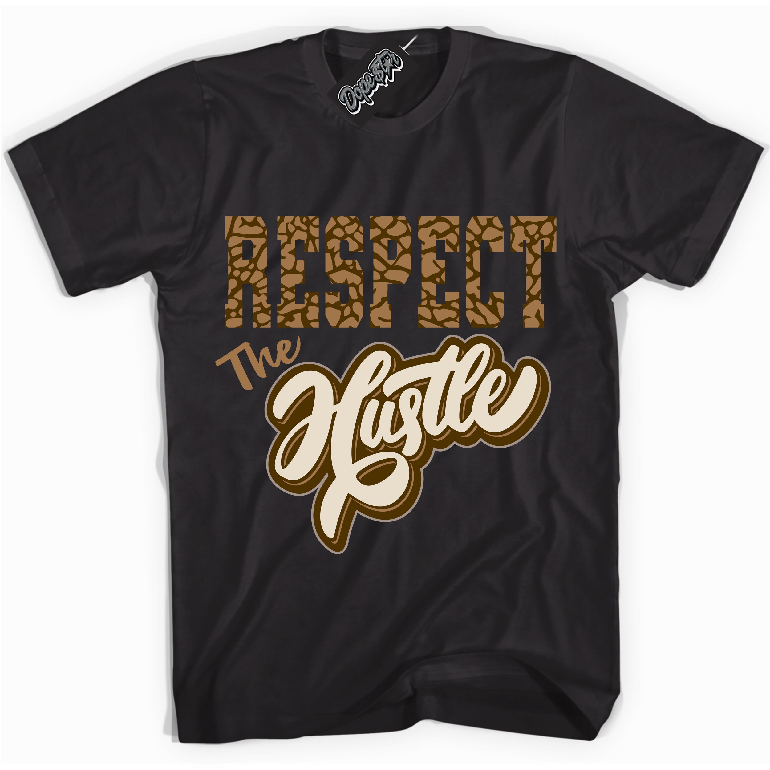 Cool Black graphic tee with “ Respect The Hustle ” design, that perfectly matches Palomino 3s sneakers 