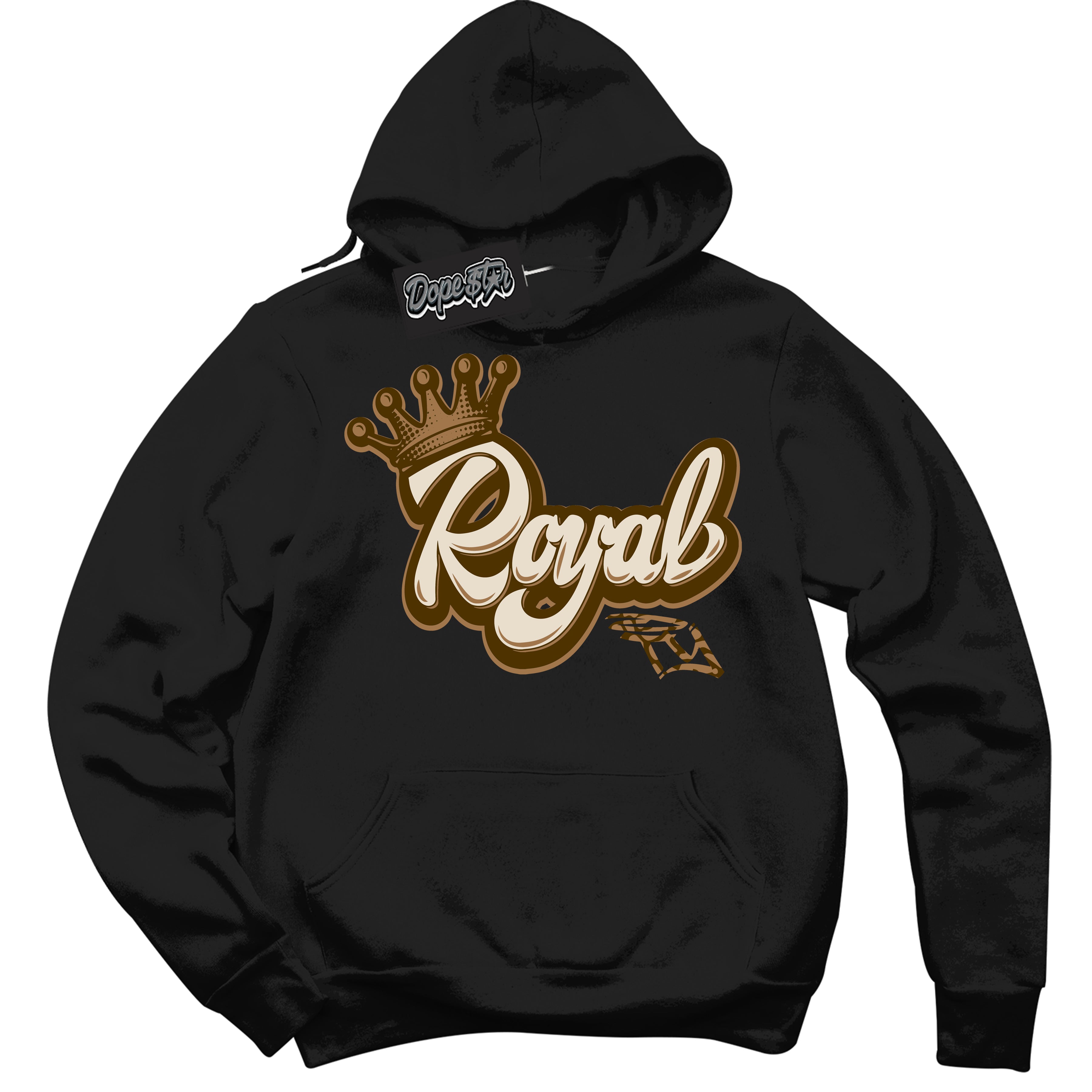 Cool Black Graphic DopeStar Hoodie with “ Royalty “ print, that perfectly matches Palomino 3s sneakers