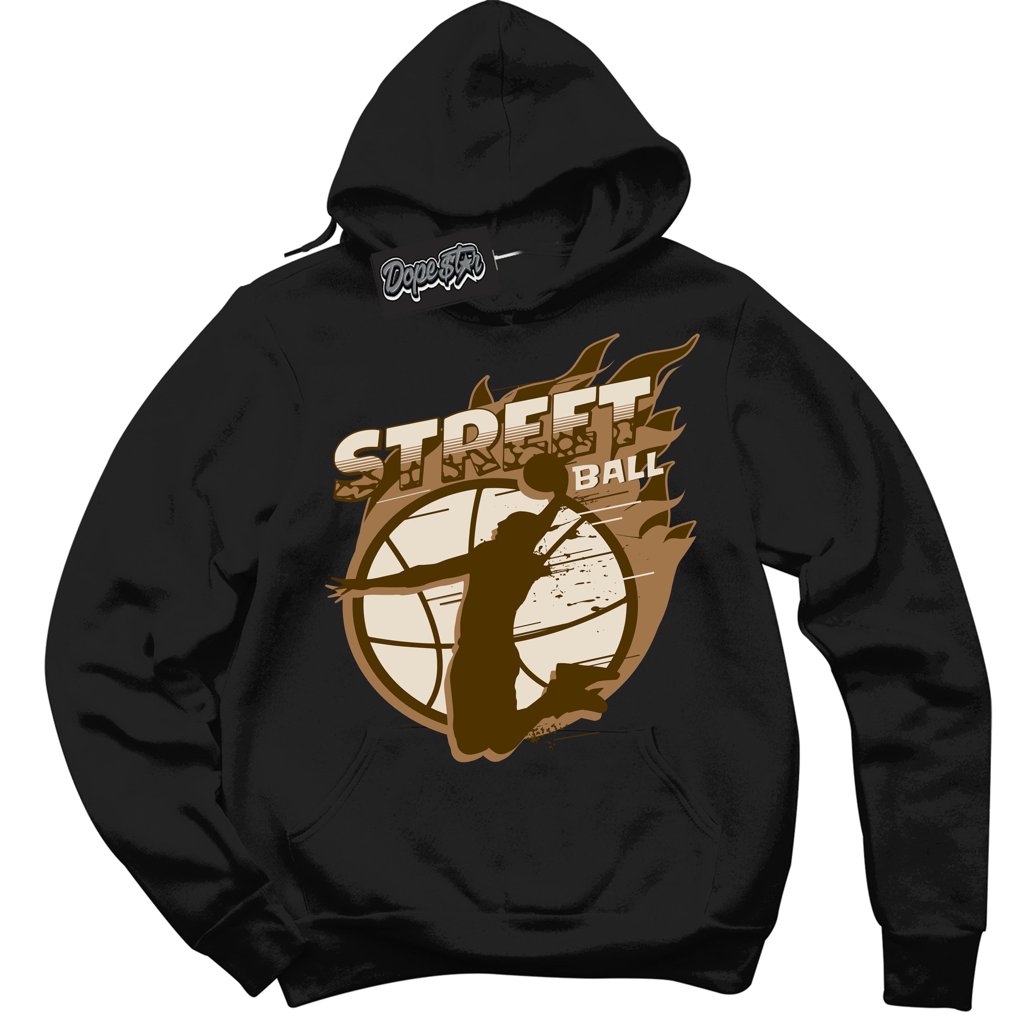 Cool Black Graphic DopeStar Hoodie with “ Street Ball “ print, that perfectly matches Palomino 3s sneakers