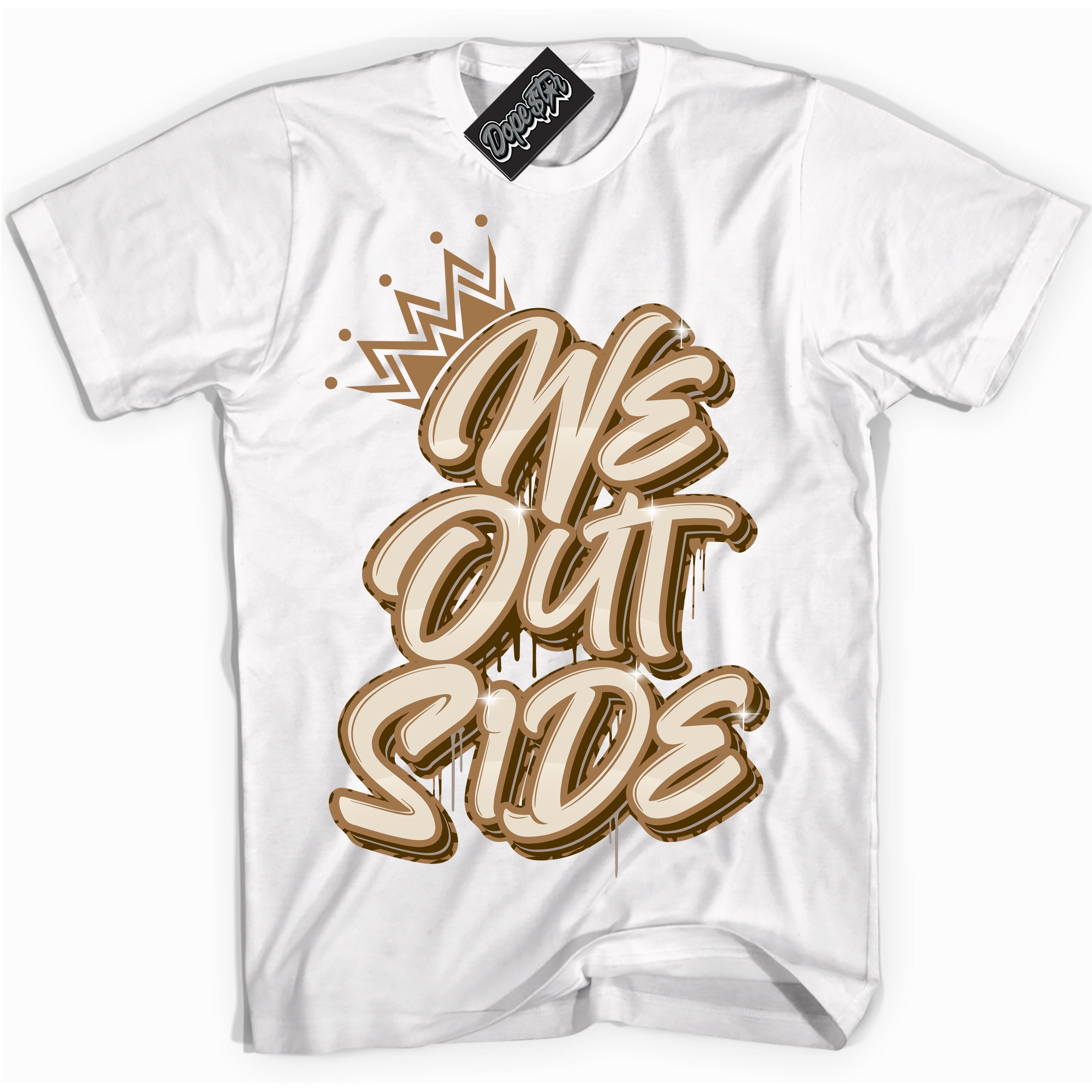 Cool White graphic tee with “ We Outside ” design, that perfectly matches Palomino 3s sneakers 