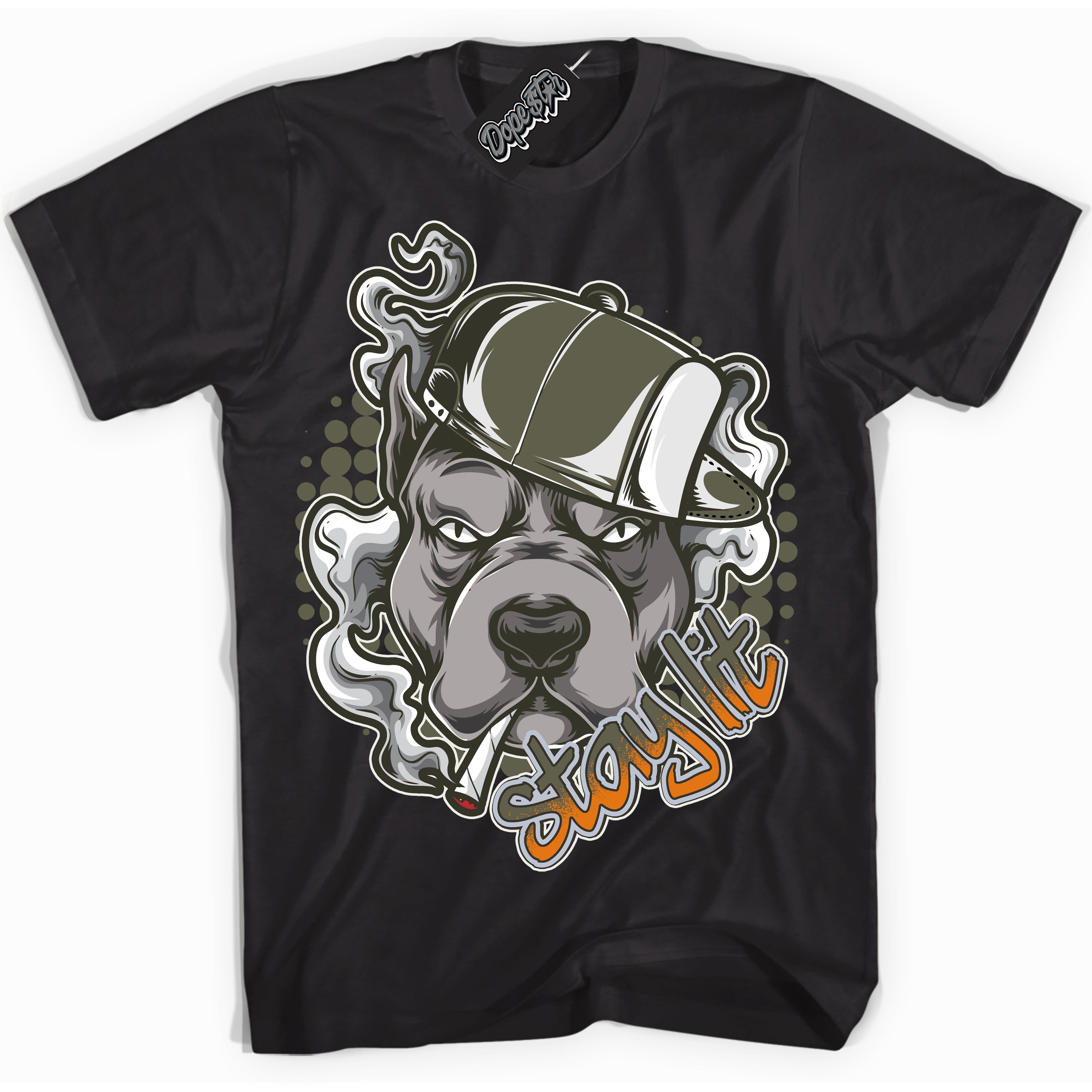 Cool Black Shirt with “ Stay Lit” design that perfectly matches Olive 5s Sneakers.