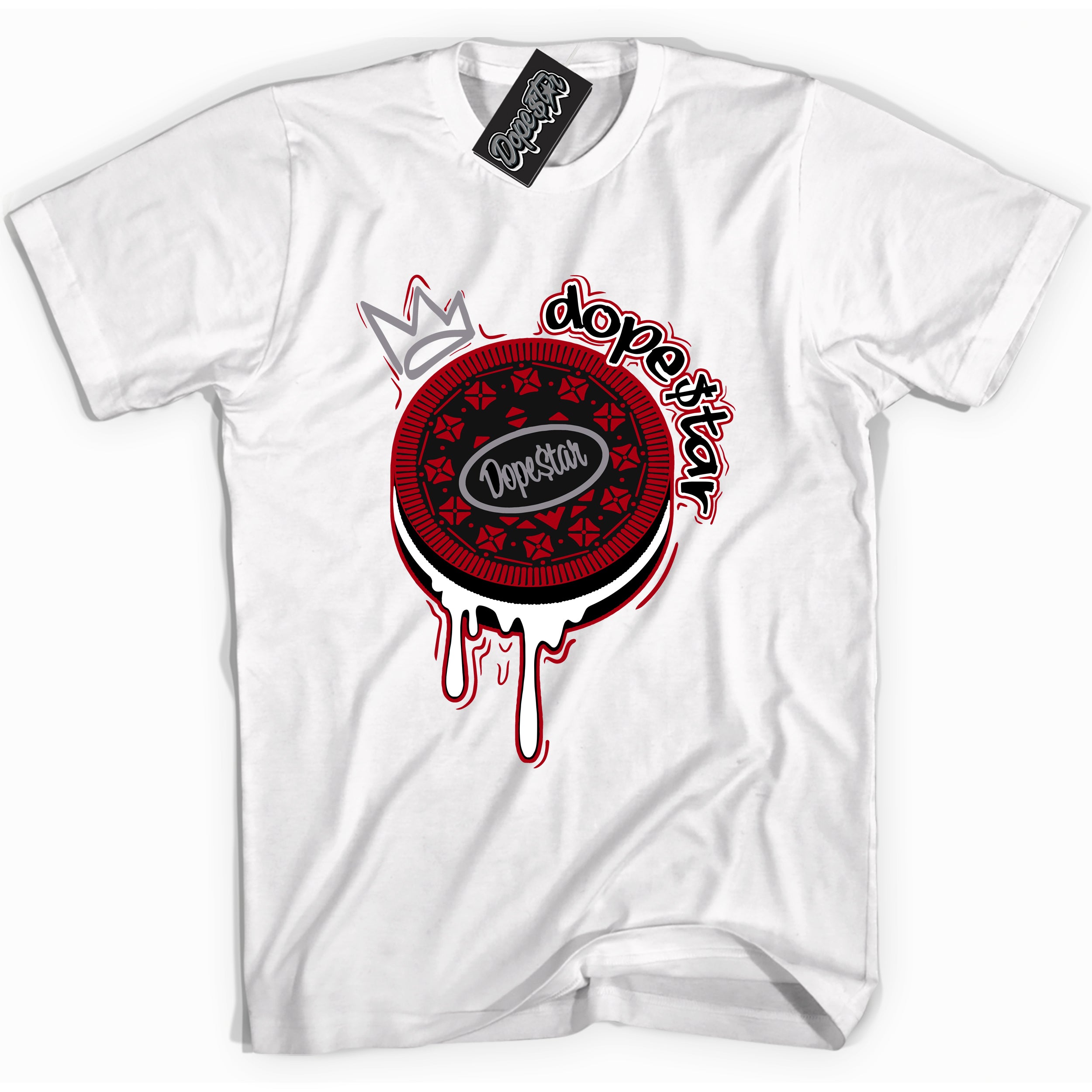 AJ5 Retro OG Black Metallic Reimagined “Oreo DS” white streetwear t-shirt and matching sneaker tee for men and women by Sneaker Shirts Outlet.
