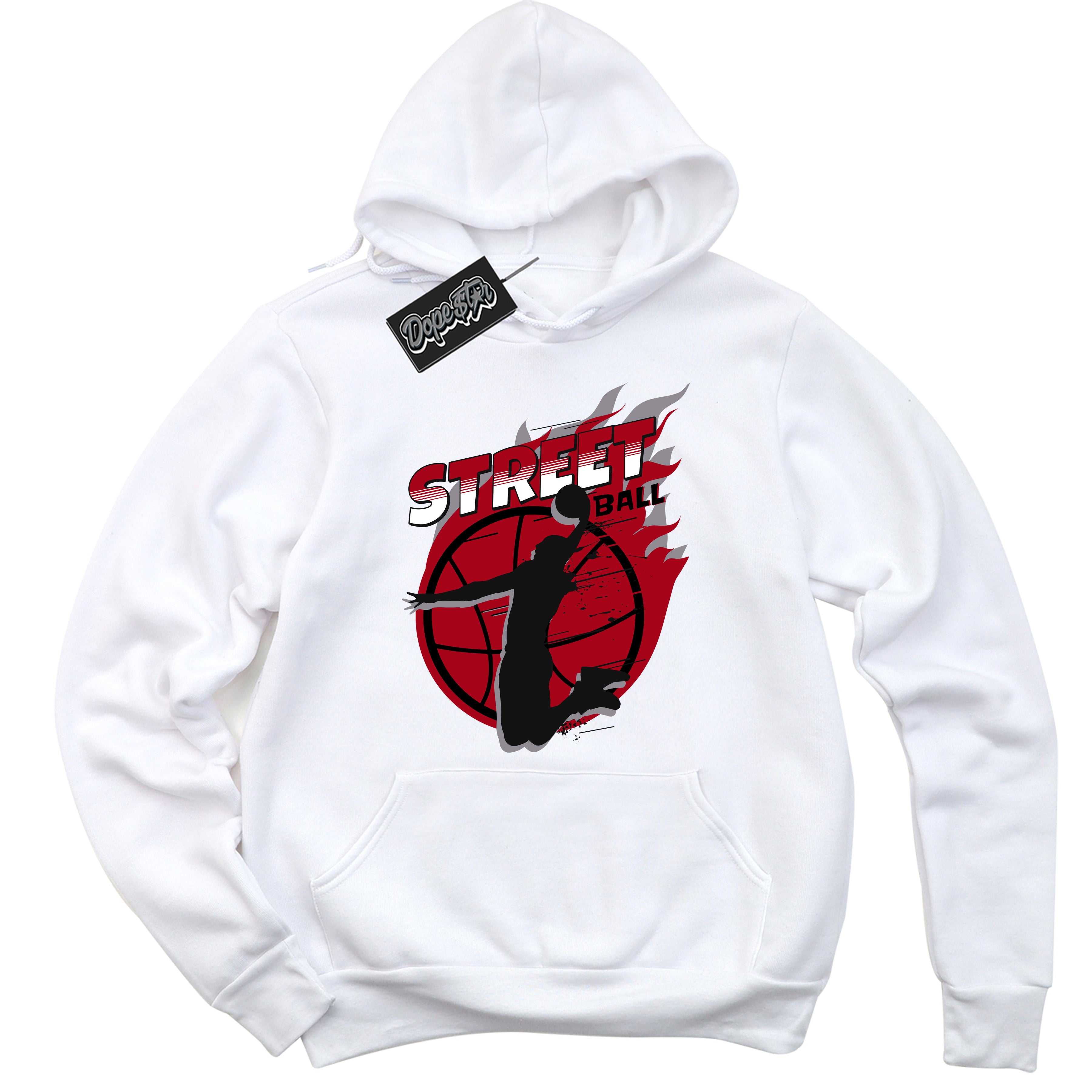 AJ5 Retro OG White Metallic Reimagined ‘Street Ball’ – Black Streetwear Hoodie | Men's and Women's graphic sweatshirt by Sneaker Shirts Outlet.
