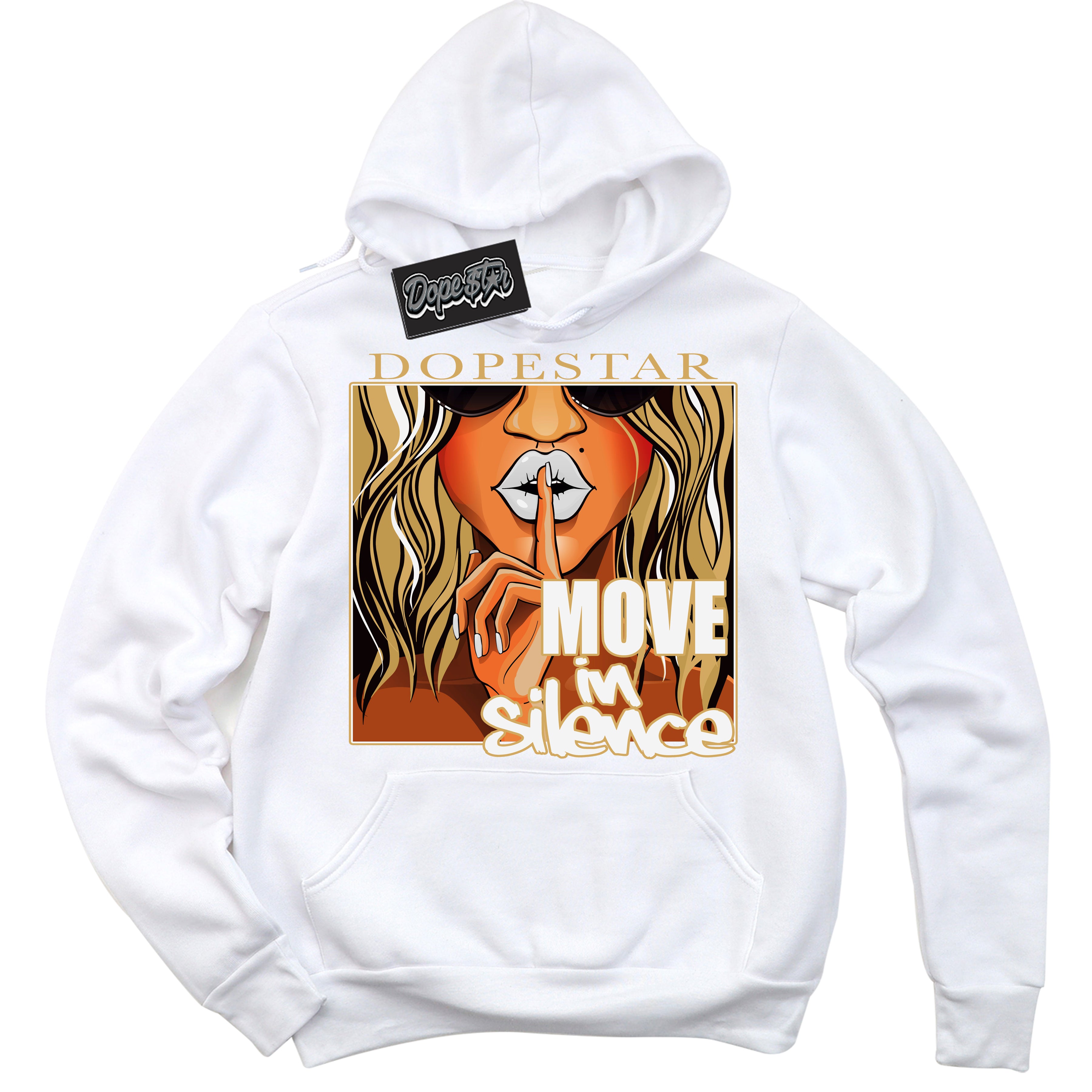 Cool White Hoodie with “ Move In Silence ”  design that Perfectly Matches Craft Paris 6s Jordans.
