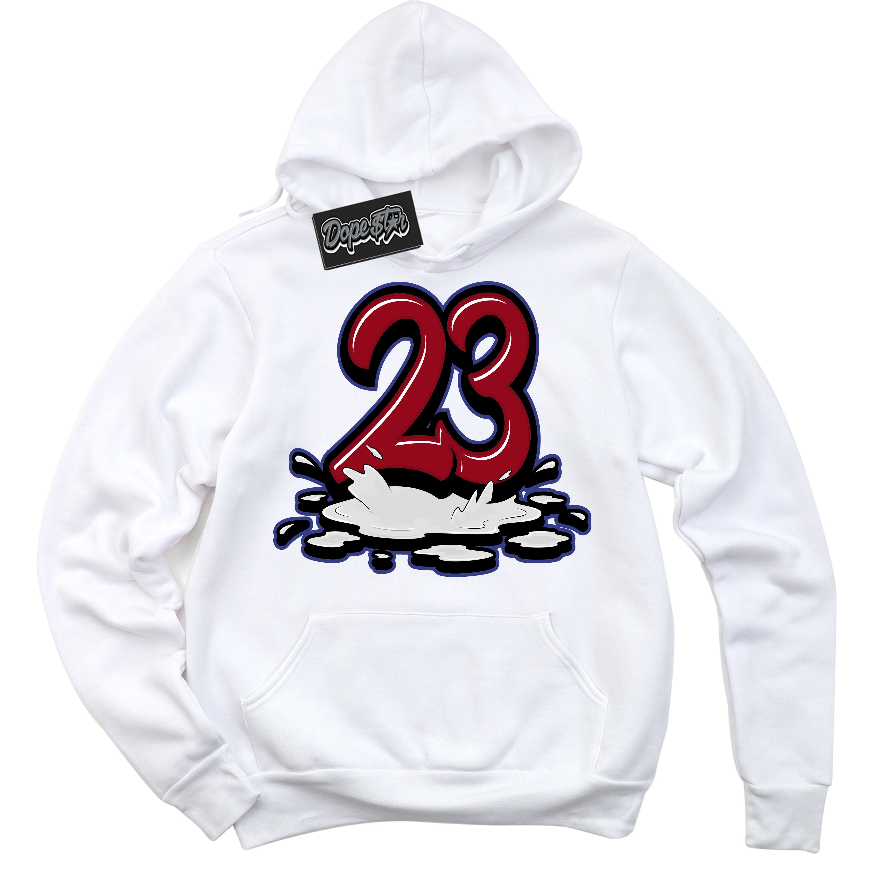 Cool White Hoodie with “ 23 Melting ”  design that Perfectly Matches Playoffs 8s Sneakers.