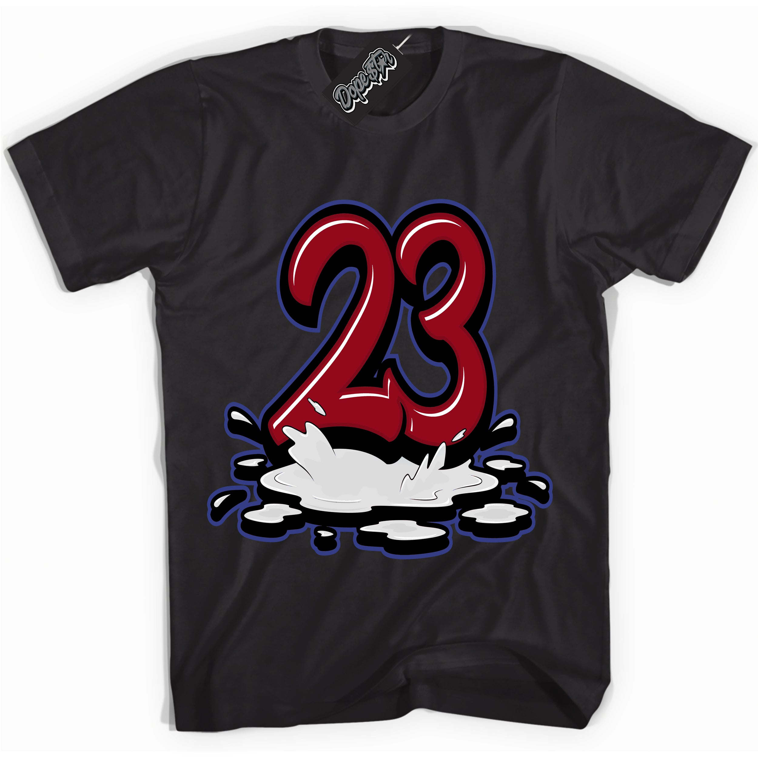 Cool Black Shirt with “ 23 Melting ” design that perfectly matches Playoffs 8s Sneakers.