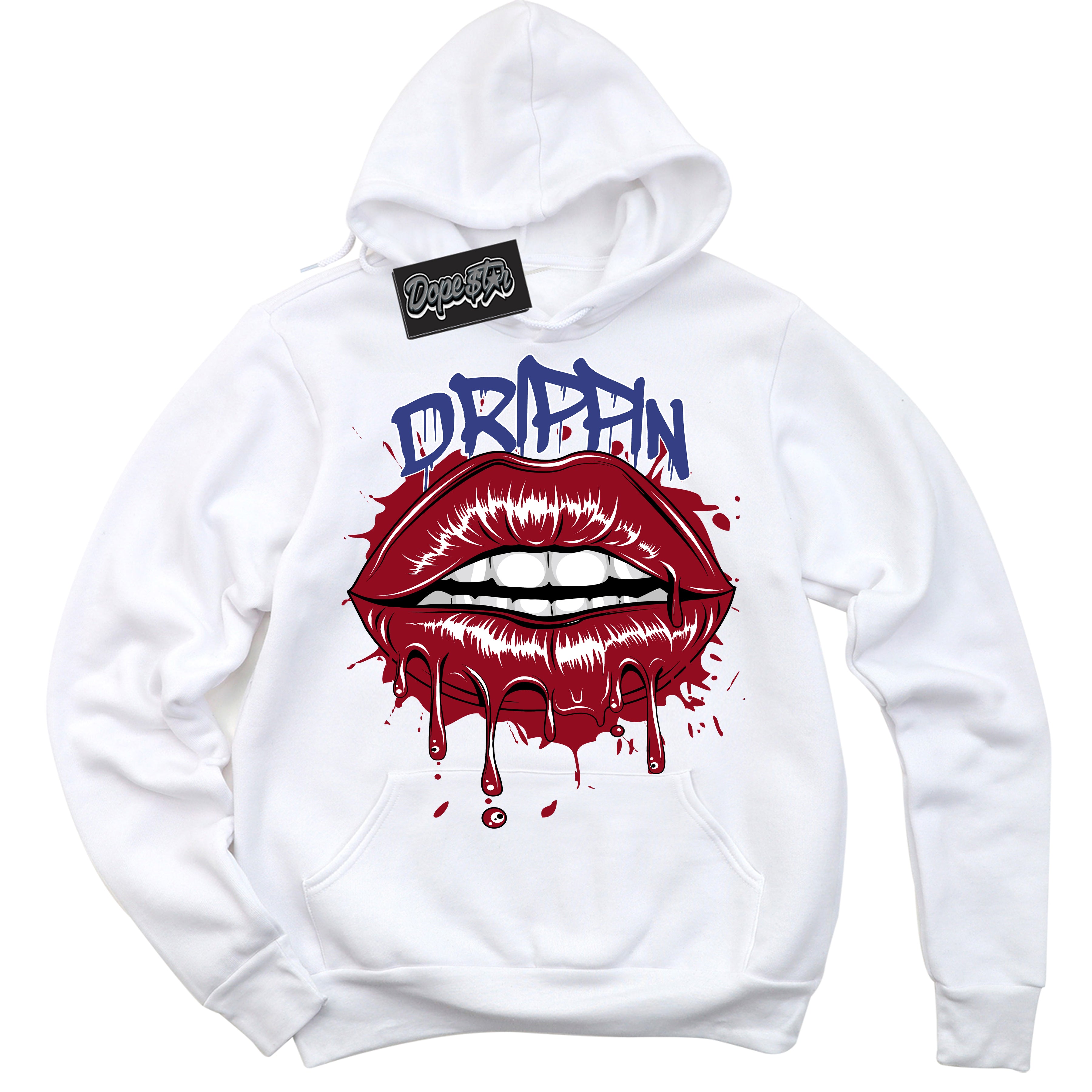 Cool White Hoodie with “ Drippin ”  design that Perfectly Matches Playoffs 8s Sneakers.