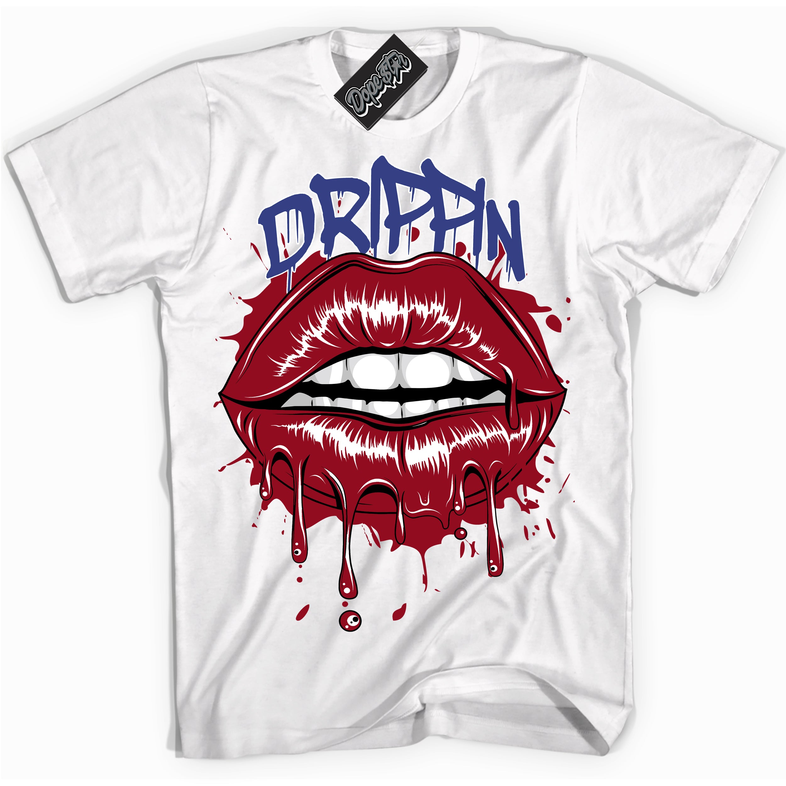 Cool White Shirt with “ Drippin ” design that perfectly matches Playoffs 8s Sneakers.