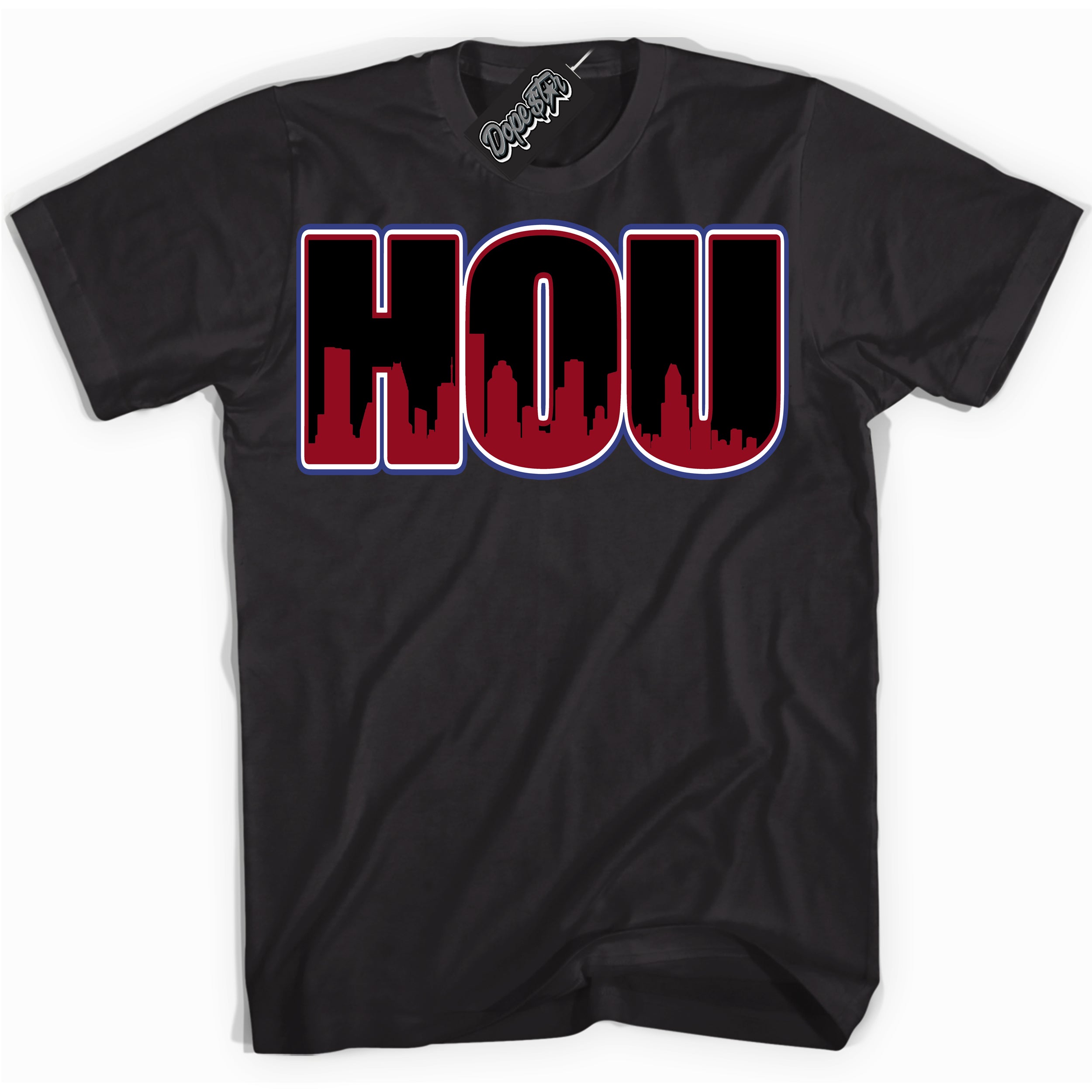 Cool Black Shirt with “ Houston ” design that perfectly matches Playoffs 8s Sneakers.